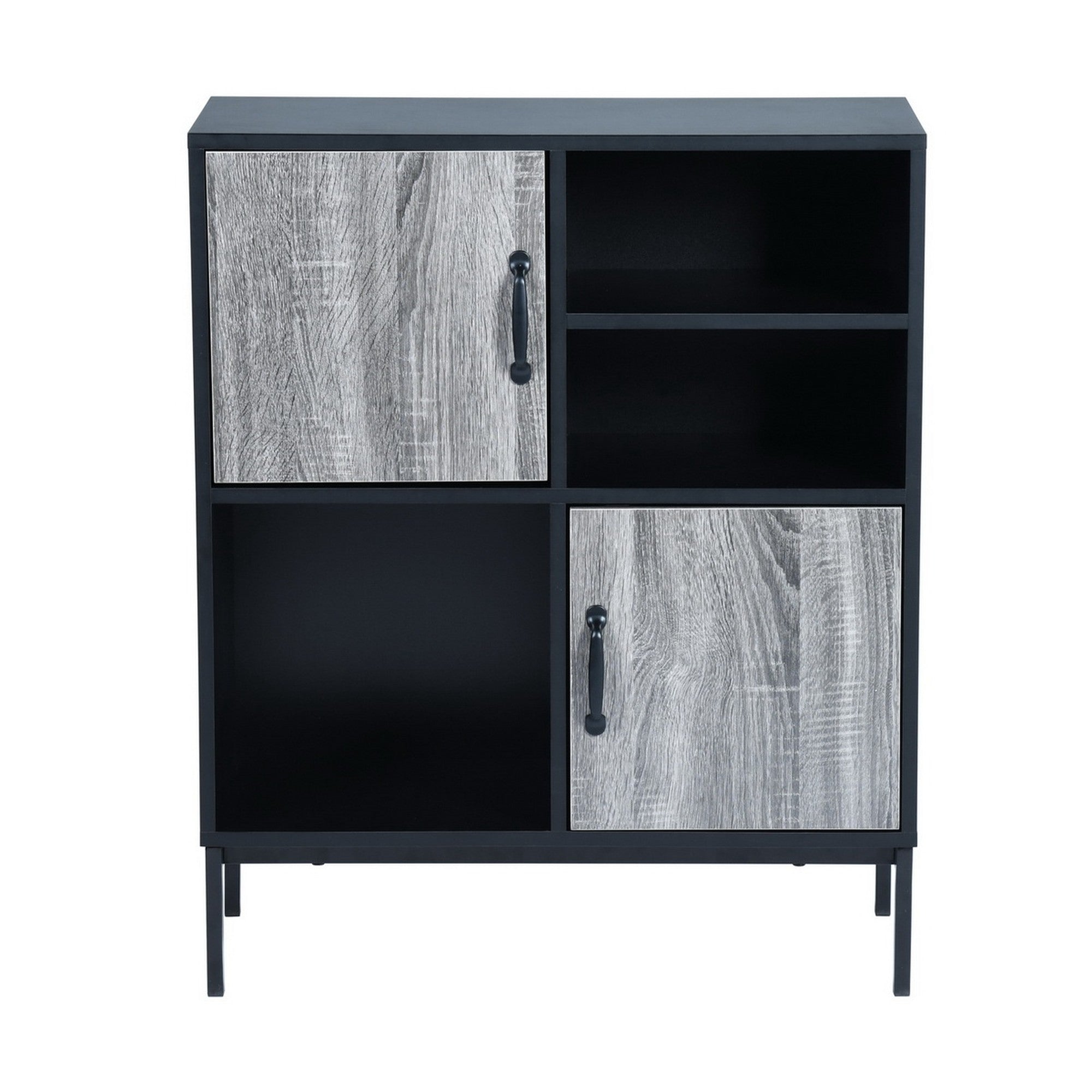 Wood Double Door Accent Cabinet with Exterior Shelves