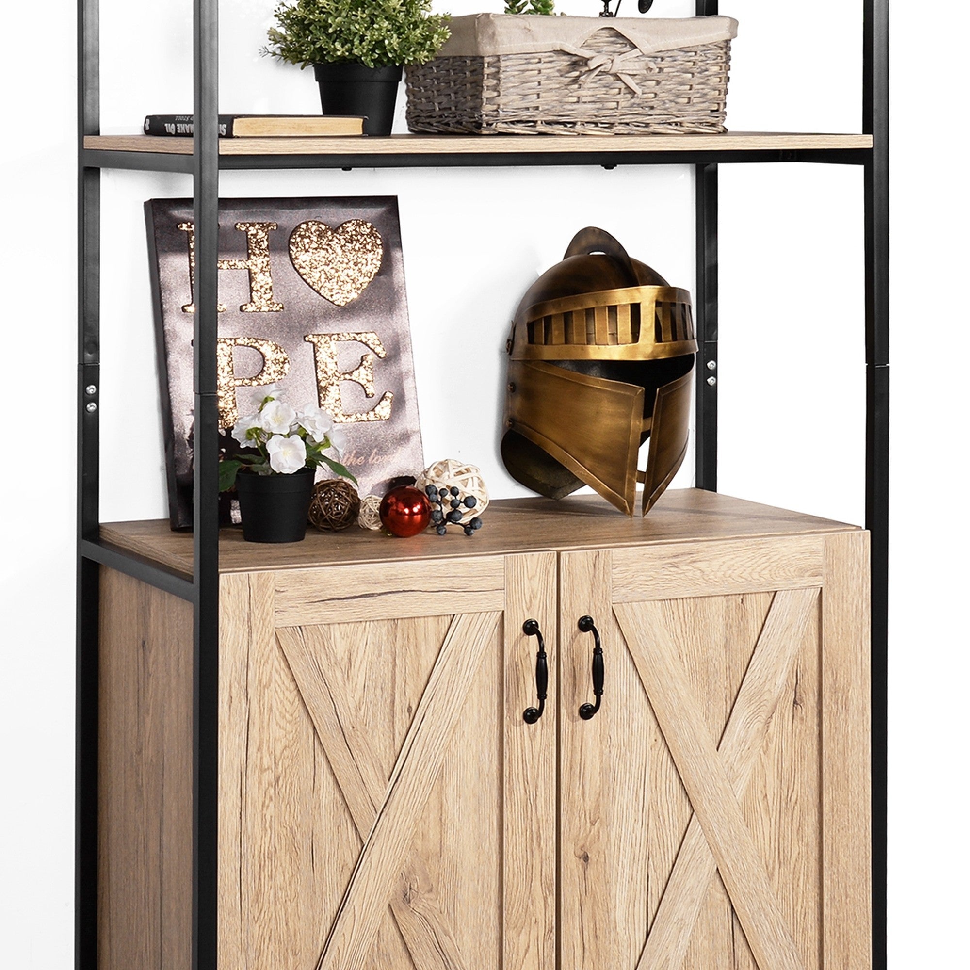 Wood Double Door Accent Cabinet with Shelf