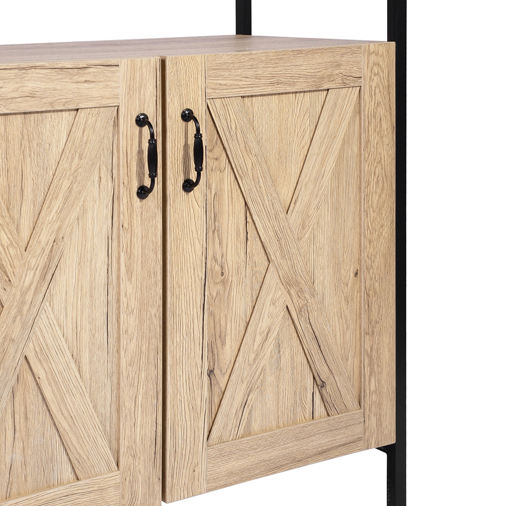 Wood Double Door Accent Cabinet with 4 Interior Shelves and 1 Exterior Shelves