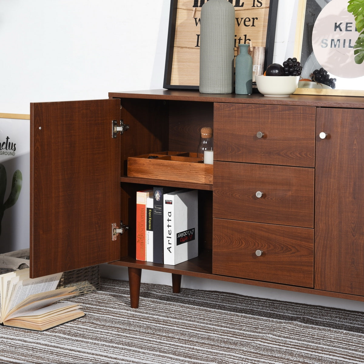 47-inch Wood Sideboard with Adjustable Shelf