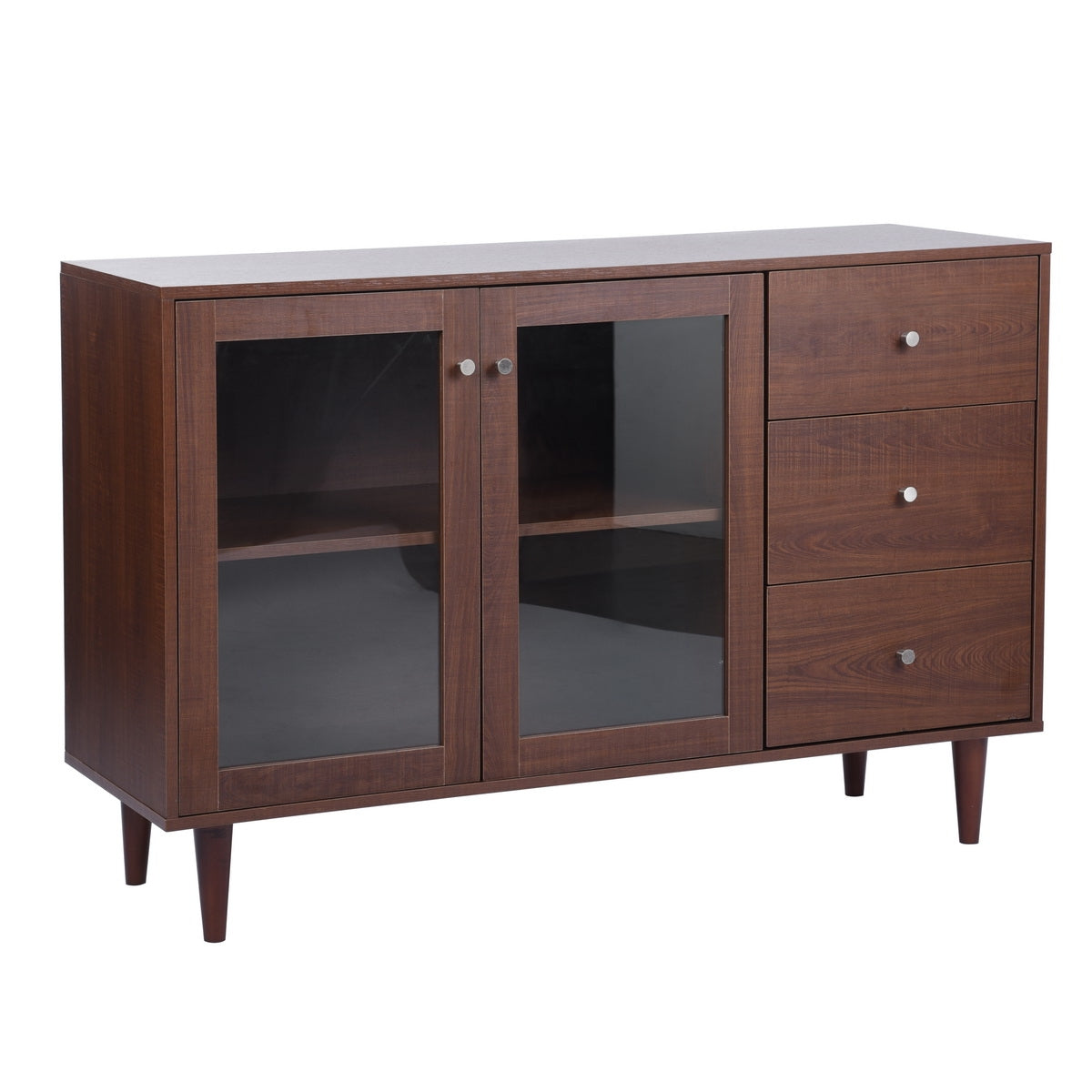 48-inch Wood Sideboard with Glass Door and 3 Drawers