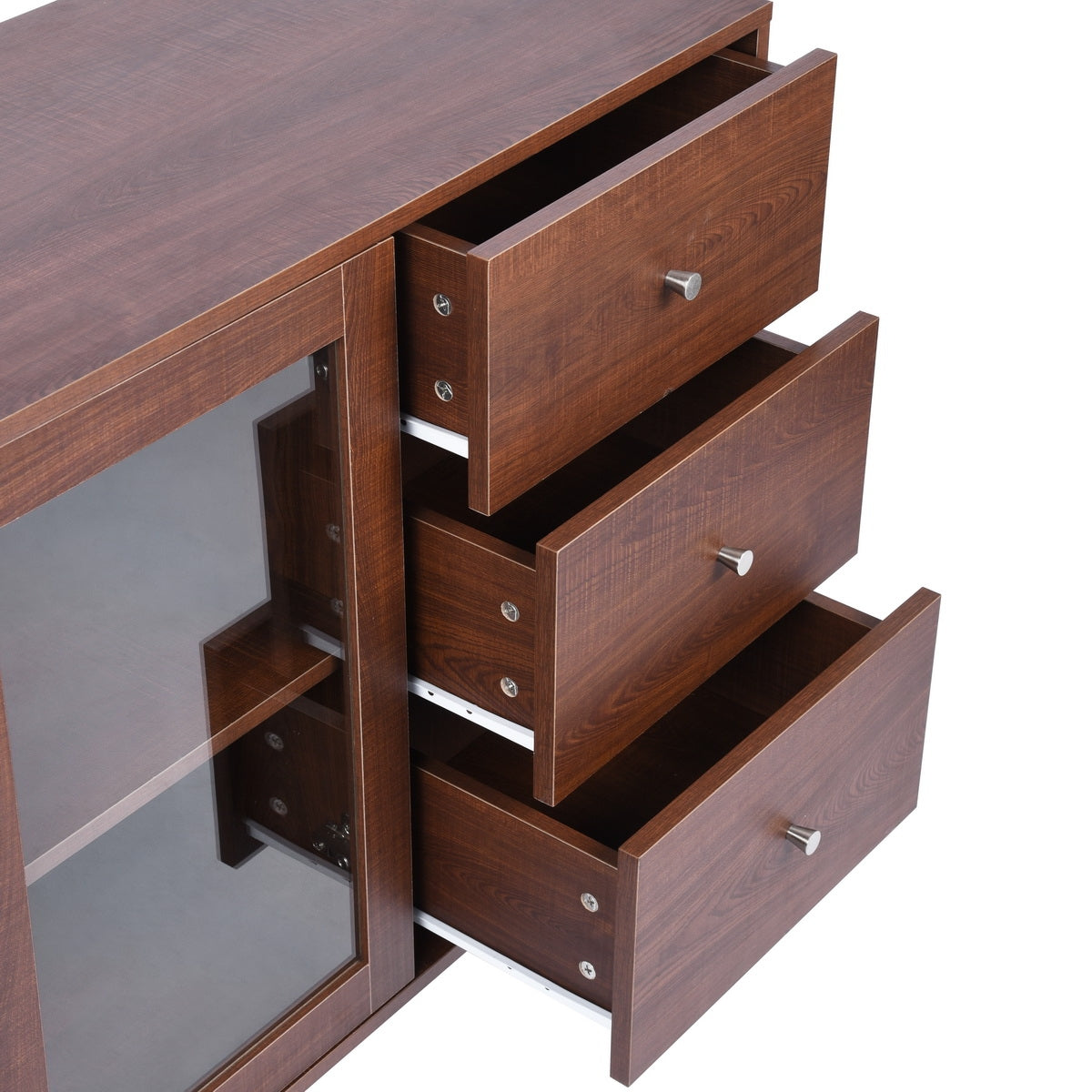 48-inch Wood Sideboard with Glass Door and 3 Drawers