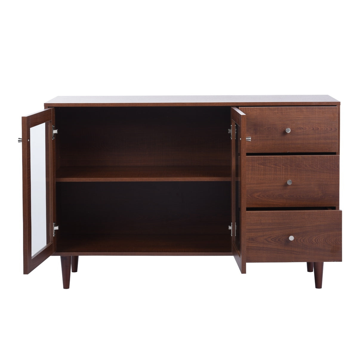 48-inch Wood Sideboard with Glass Door and 3 Drawers
