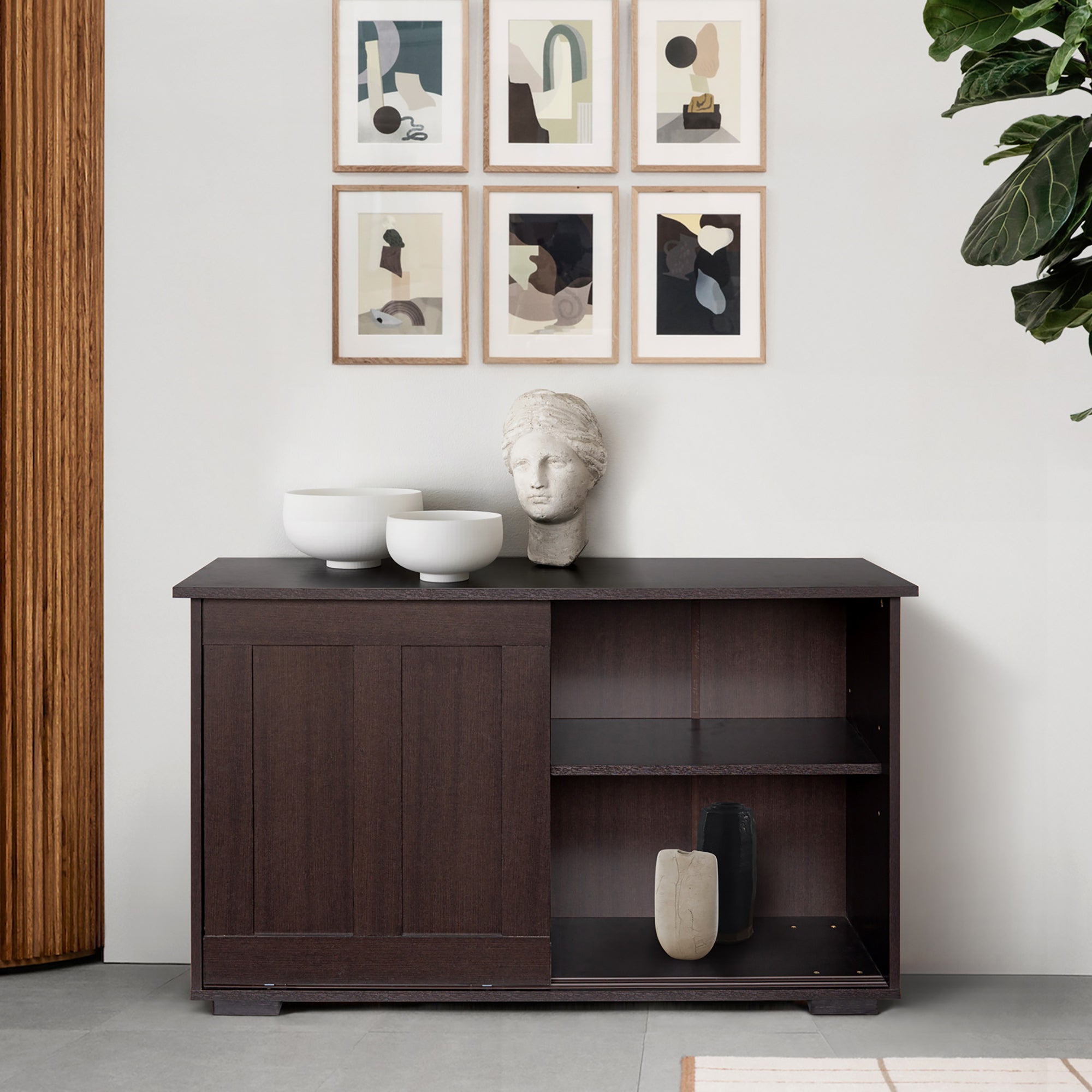 42-inch Wood Sideboard with Sliding Doors