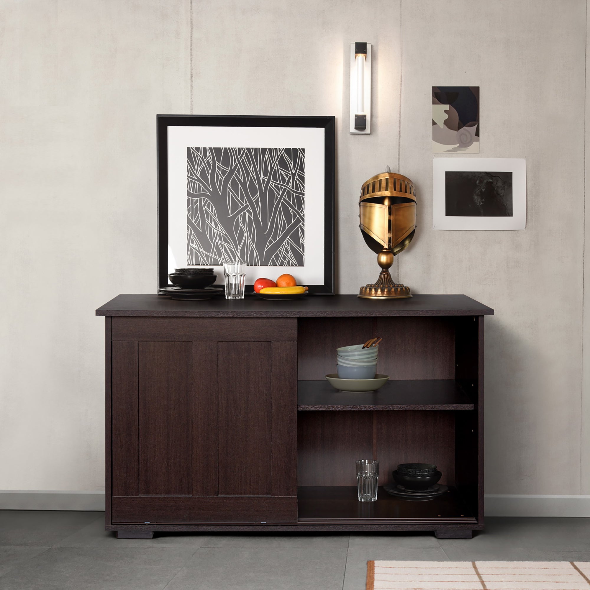 42-inch Wood Sideboard with Sliding Doors
