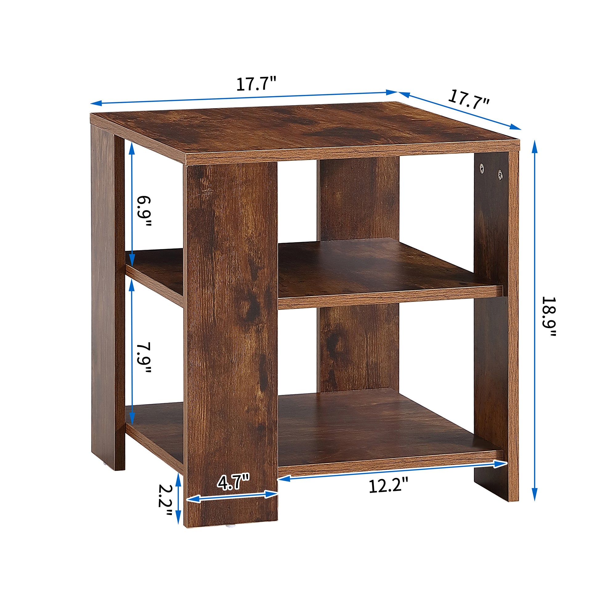 Square Side Table Nightstand 3-tier End Table for Living Room Bedroom