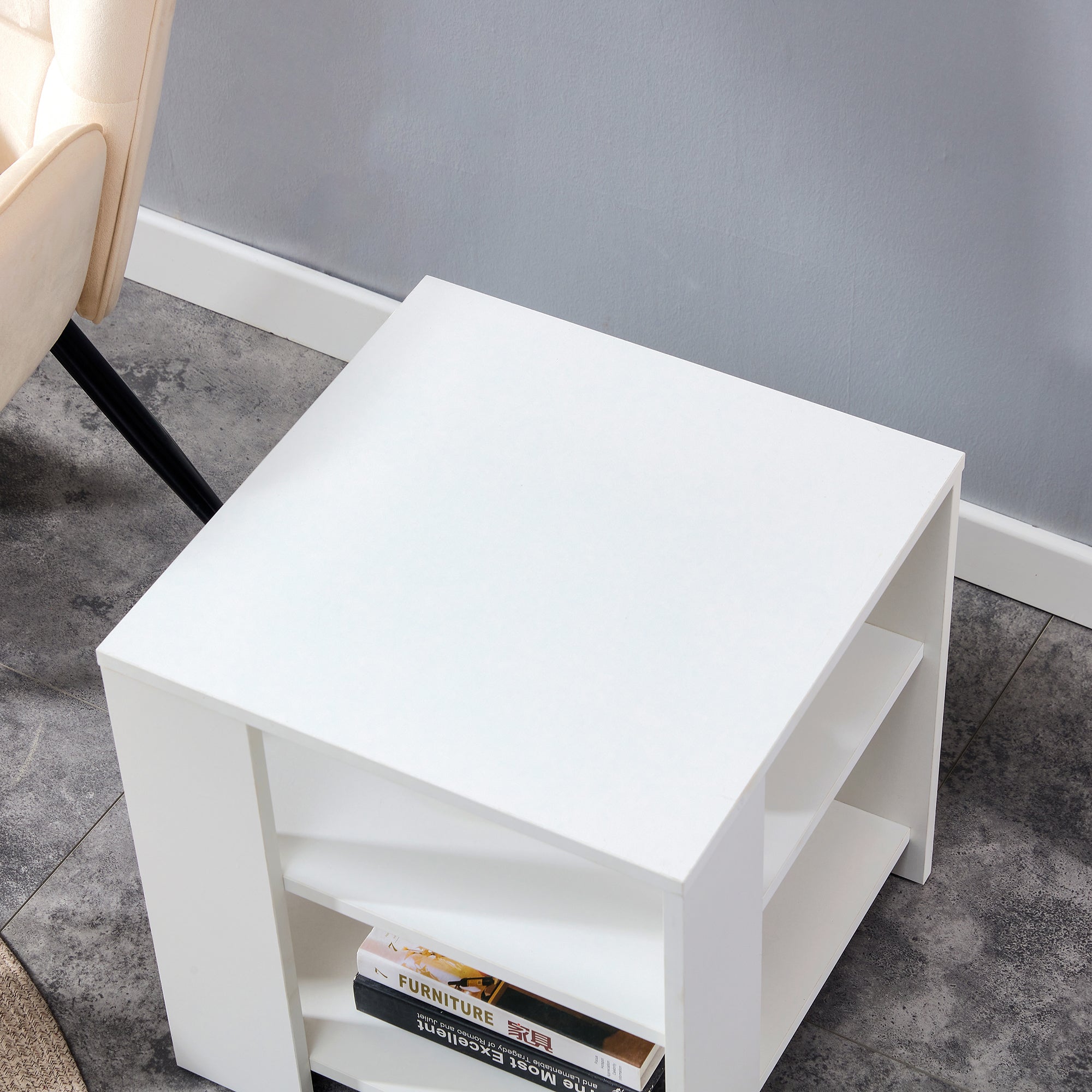 Square Side Table Nightstand 3-tier End Table for Living Room Bedroom