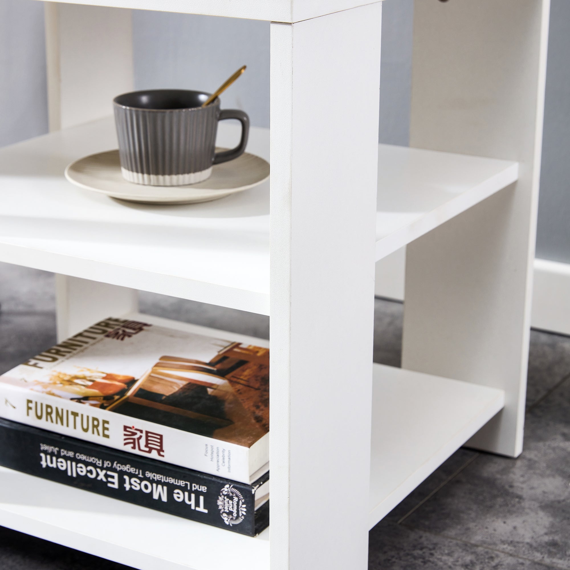 Square Side Table Nightstand 3-tier End Table for Living Room Bedroom