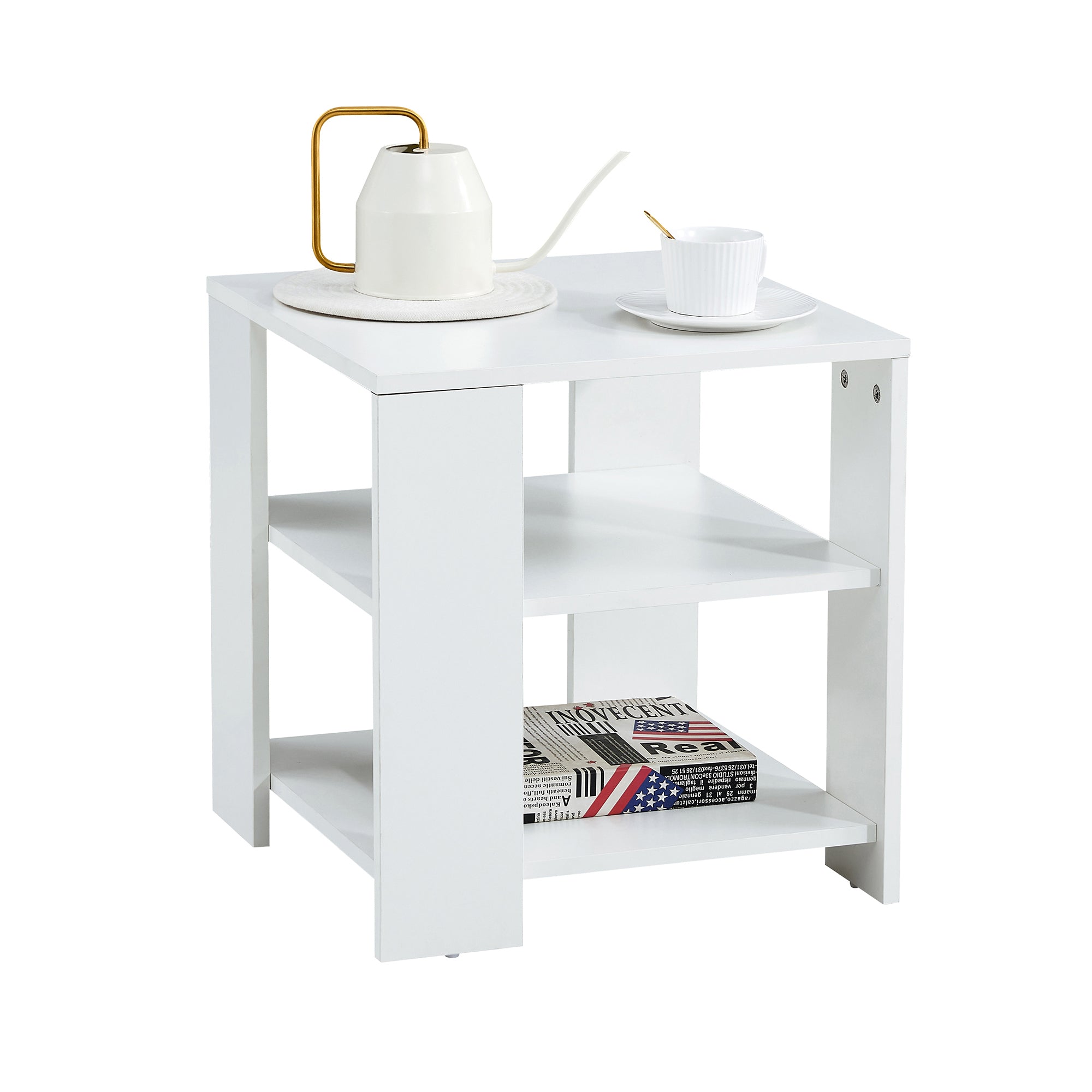 Square Side Table Nightstand 3-tier End Table for Living Room Bedroom