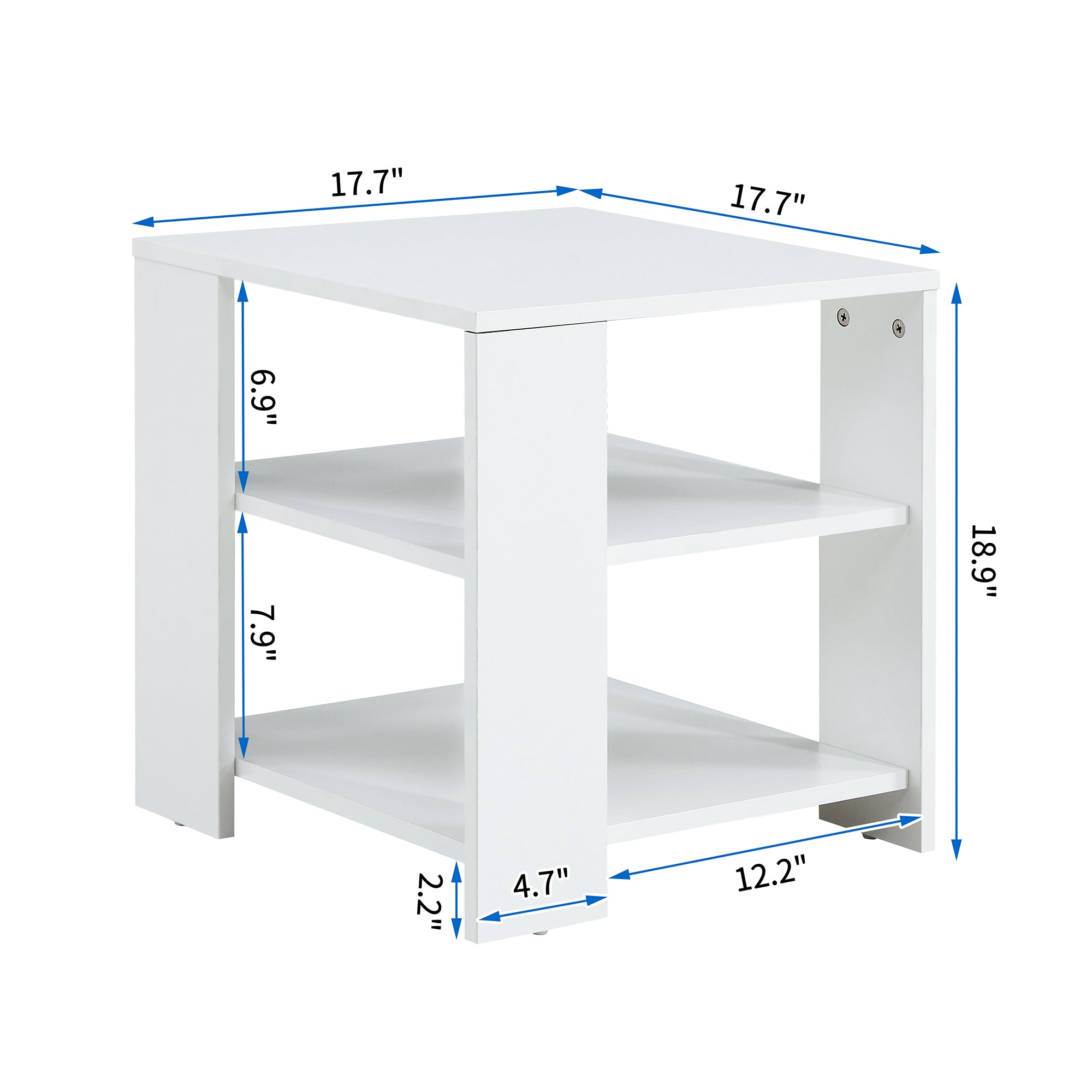 Square Side Table Nightstand 3-tier End Table for Living Room Bedroom