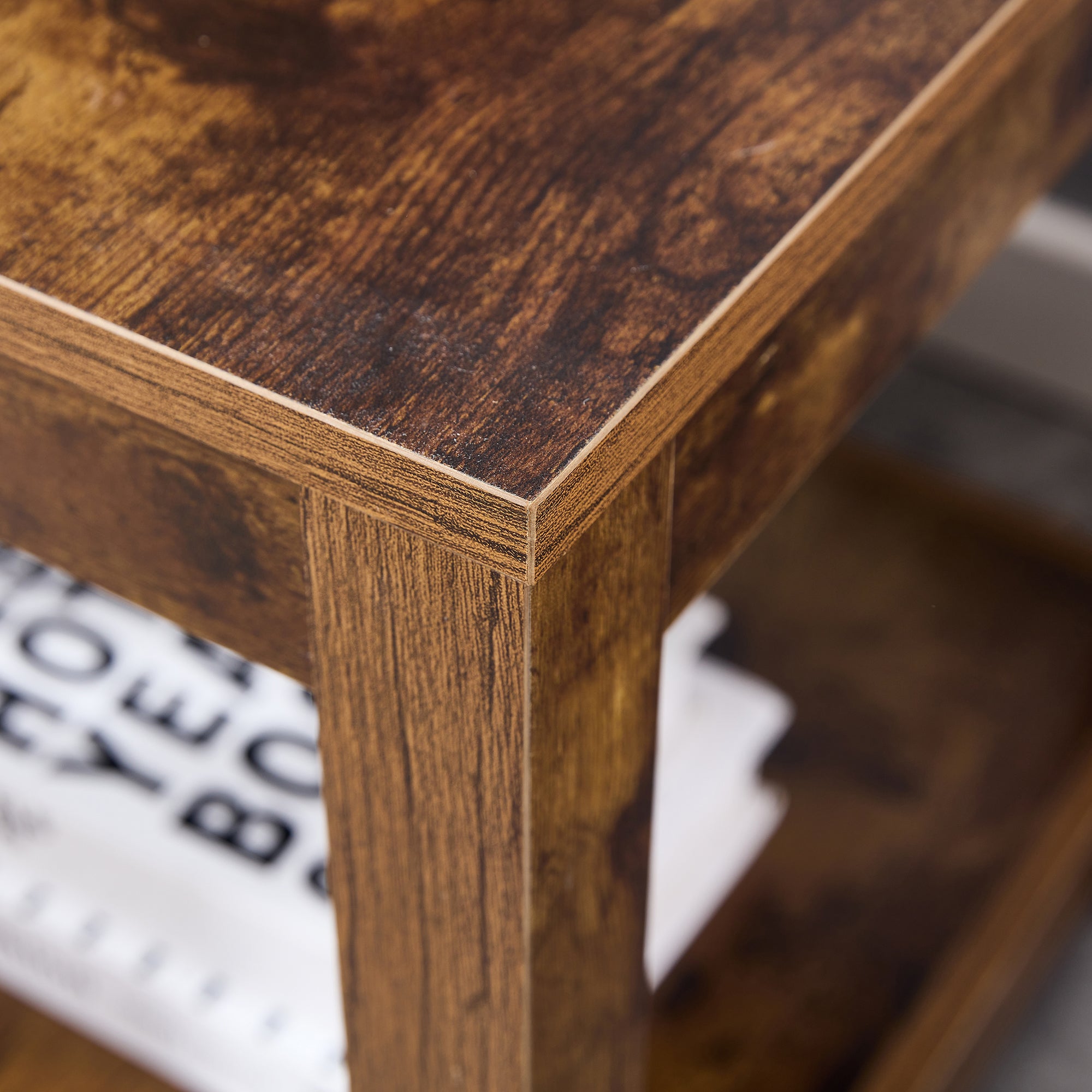 Square Side Table Nightstand 2-tier End Table for Living Room Bedroom