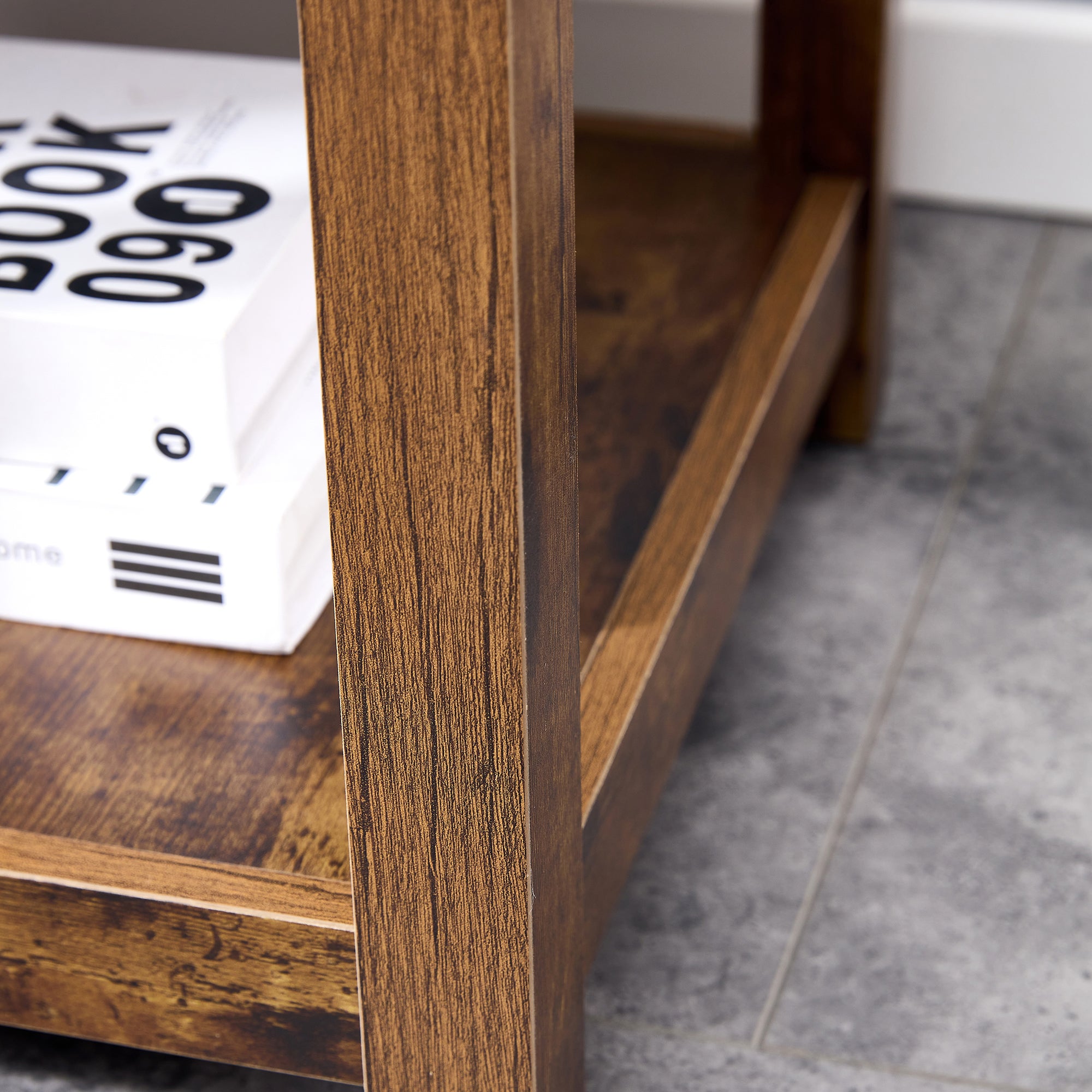 Square Side Table Nightstand 2-tier End Table for Living Room Bedroom