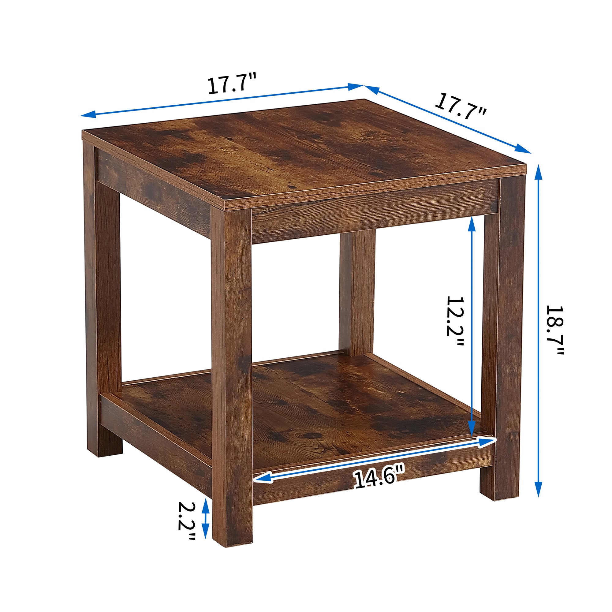 Square Side Table Nightstand 2-tier End Table for Living Room Bedroom