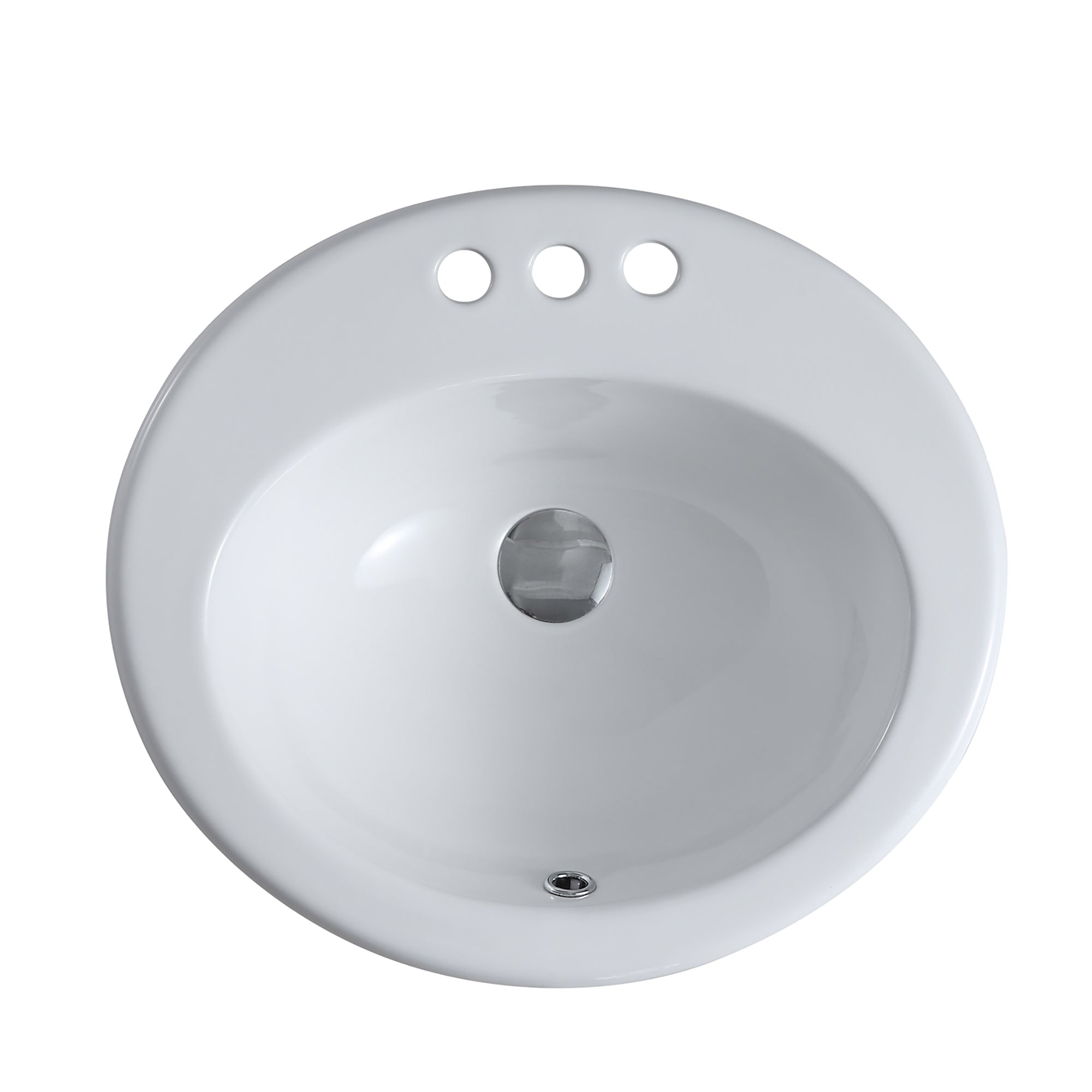 U-Shaped White Ceramic Drop-in Bathroom Sink