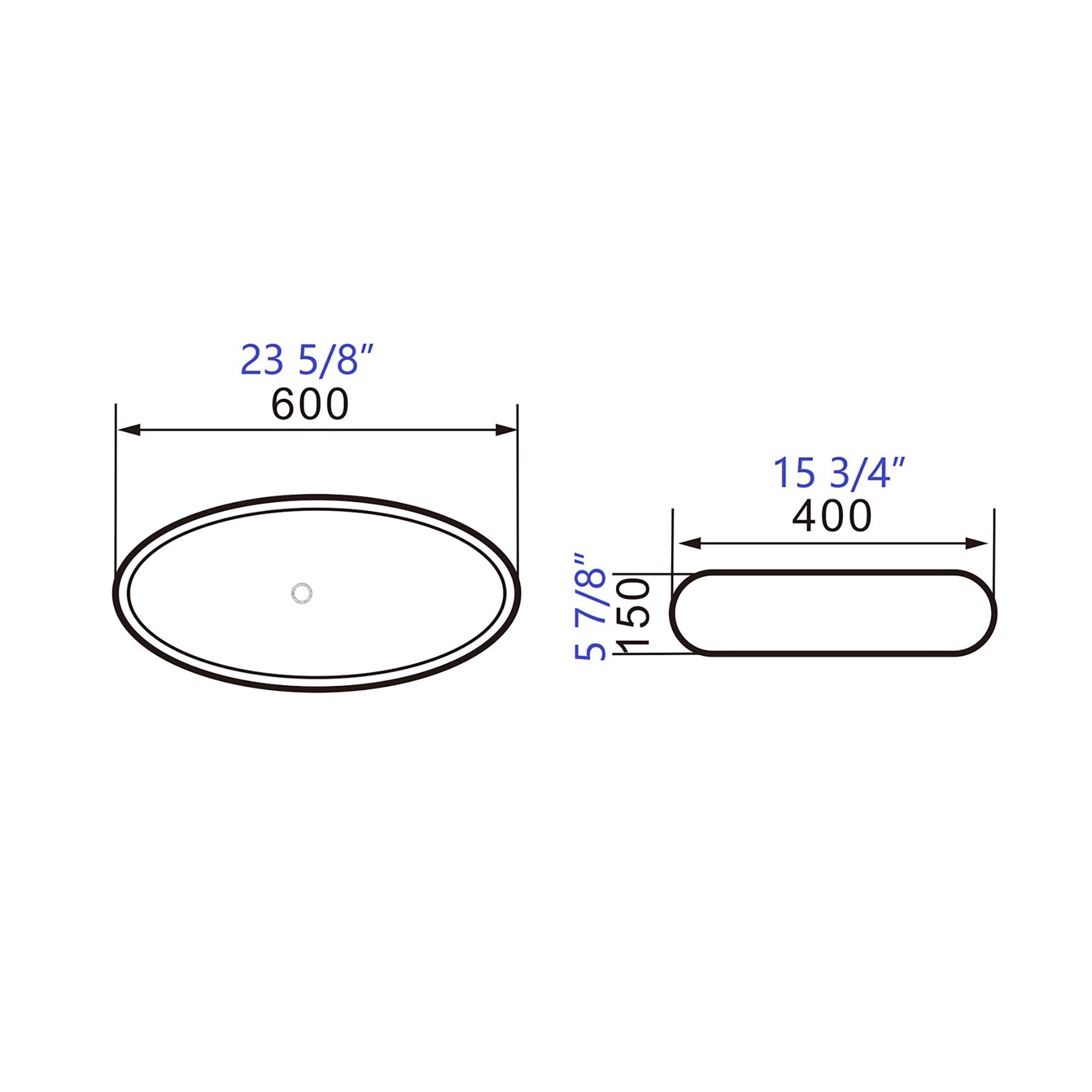 White Ceramic Oval Vessel Bathroom Sink