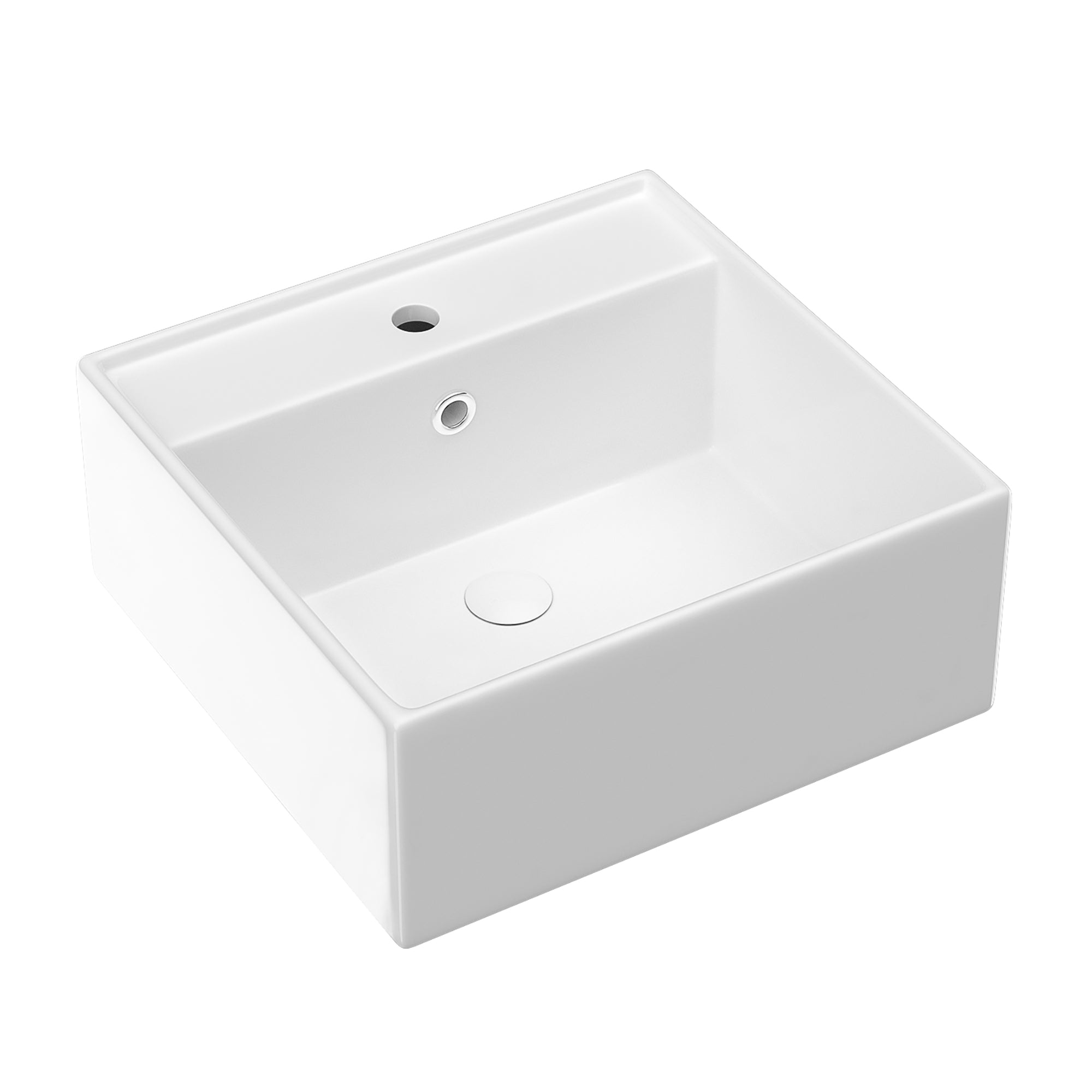 White Ceramic Square Vessel Bathroom Sink