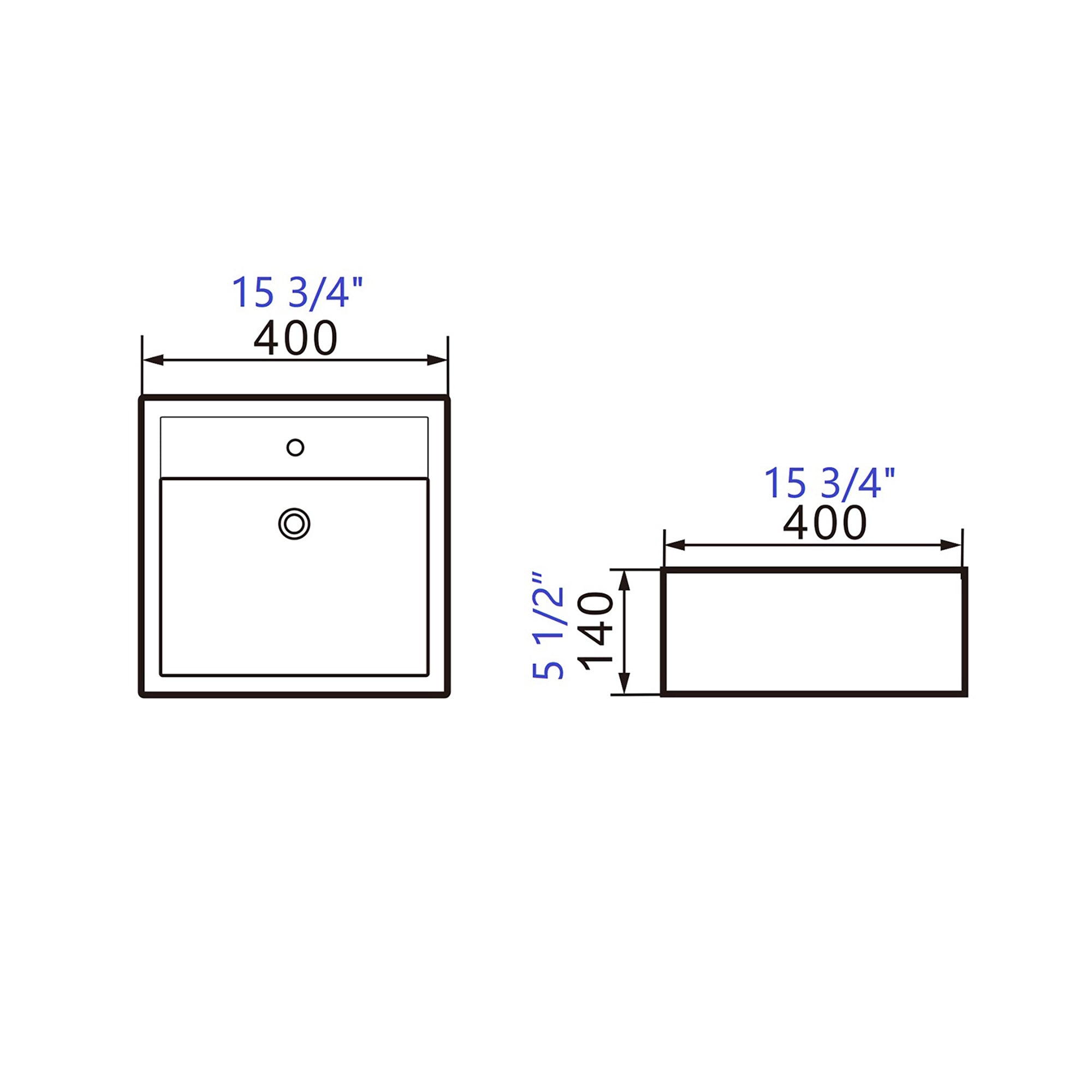 White Ceramic Square Vessel Bathroom Sink