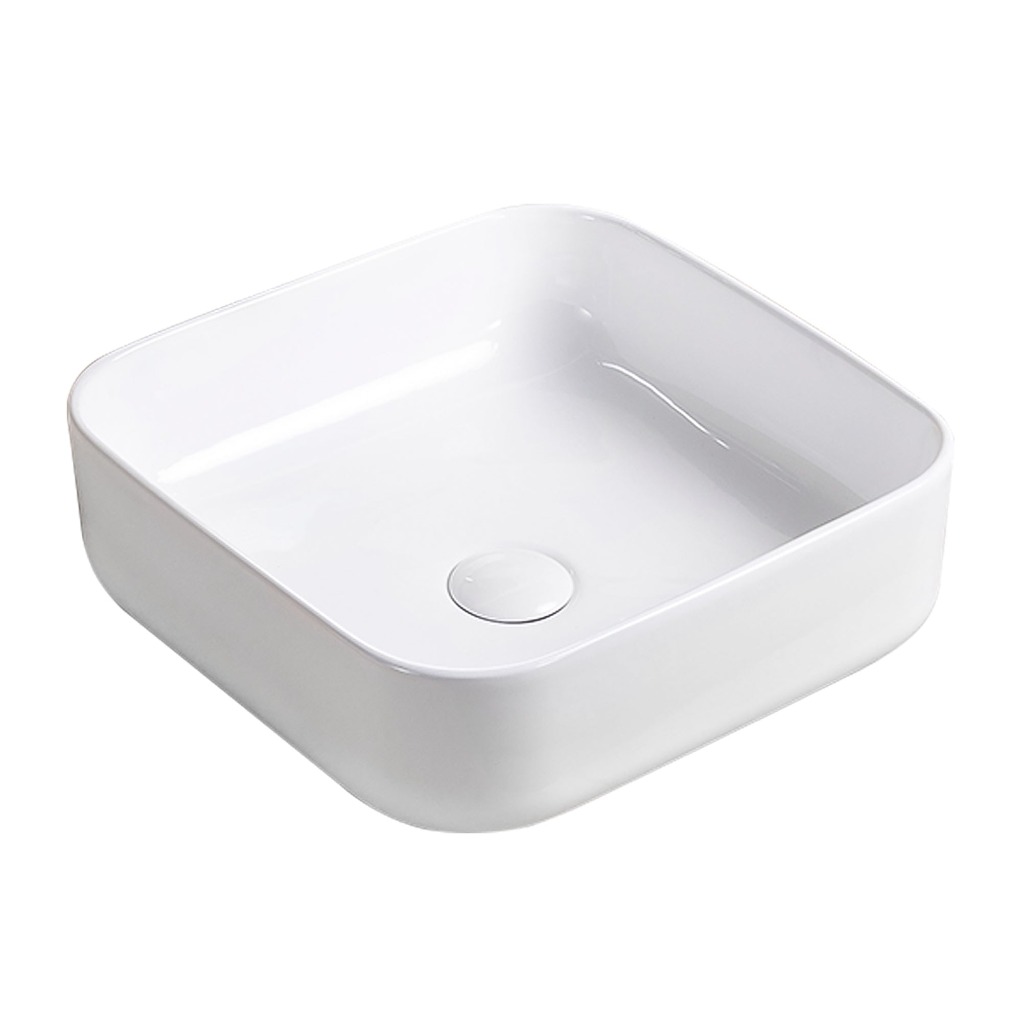 White Ceramic Square Vessel Bathroom Sink