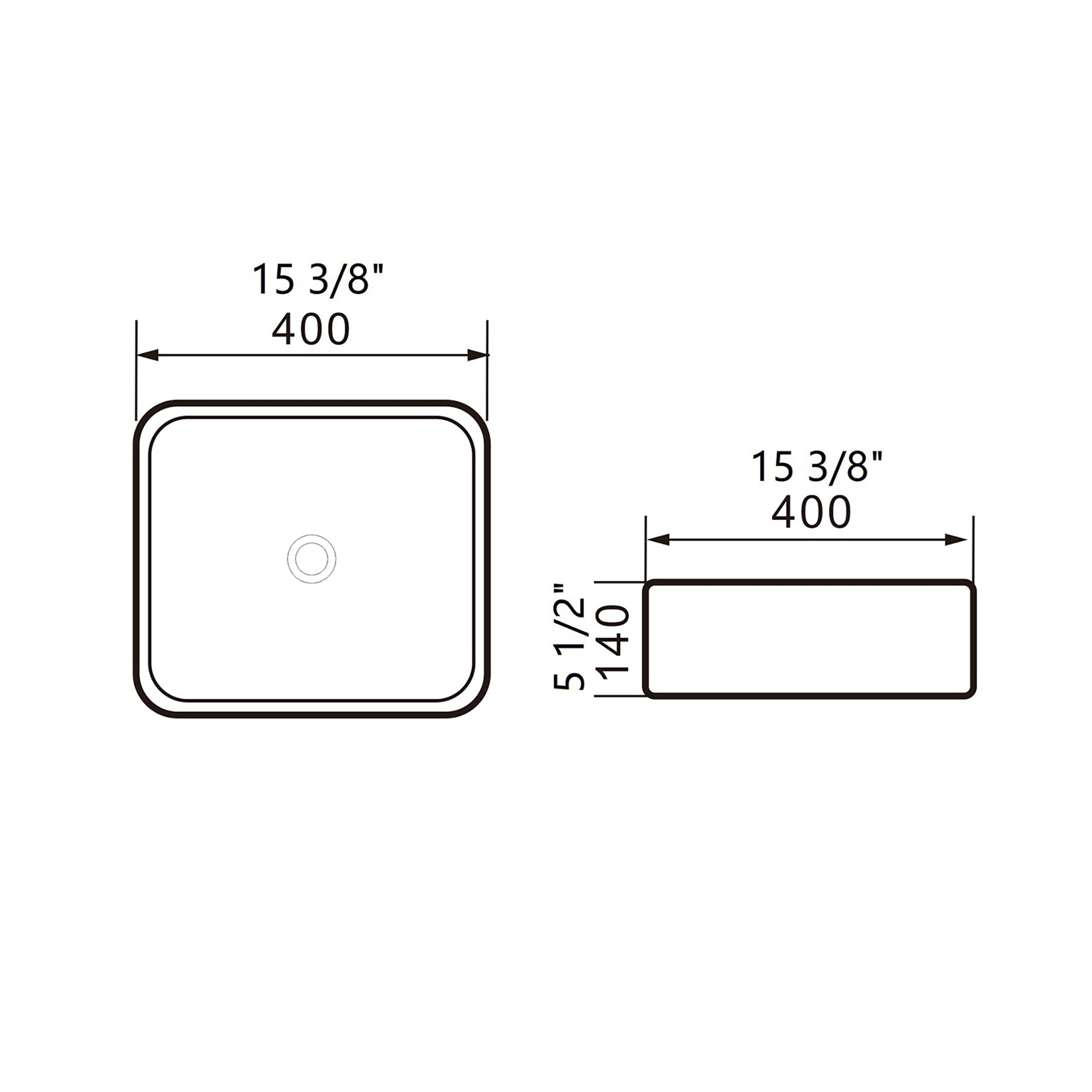 White Ceramic Square Vessel Bathroom Sink