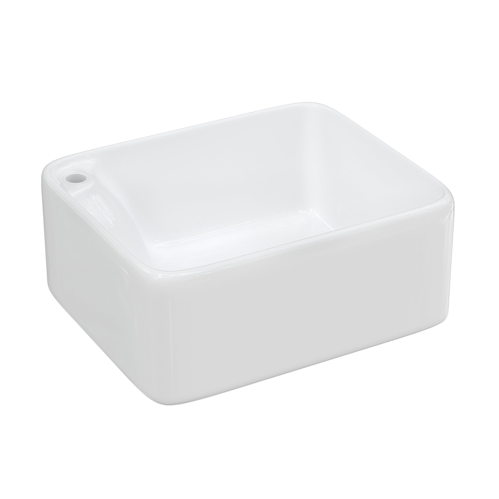 White Ceramic Square Vessel Bathroom Sink