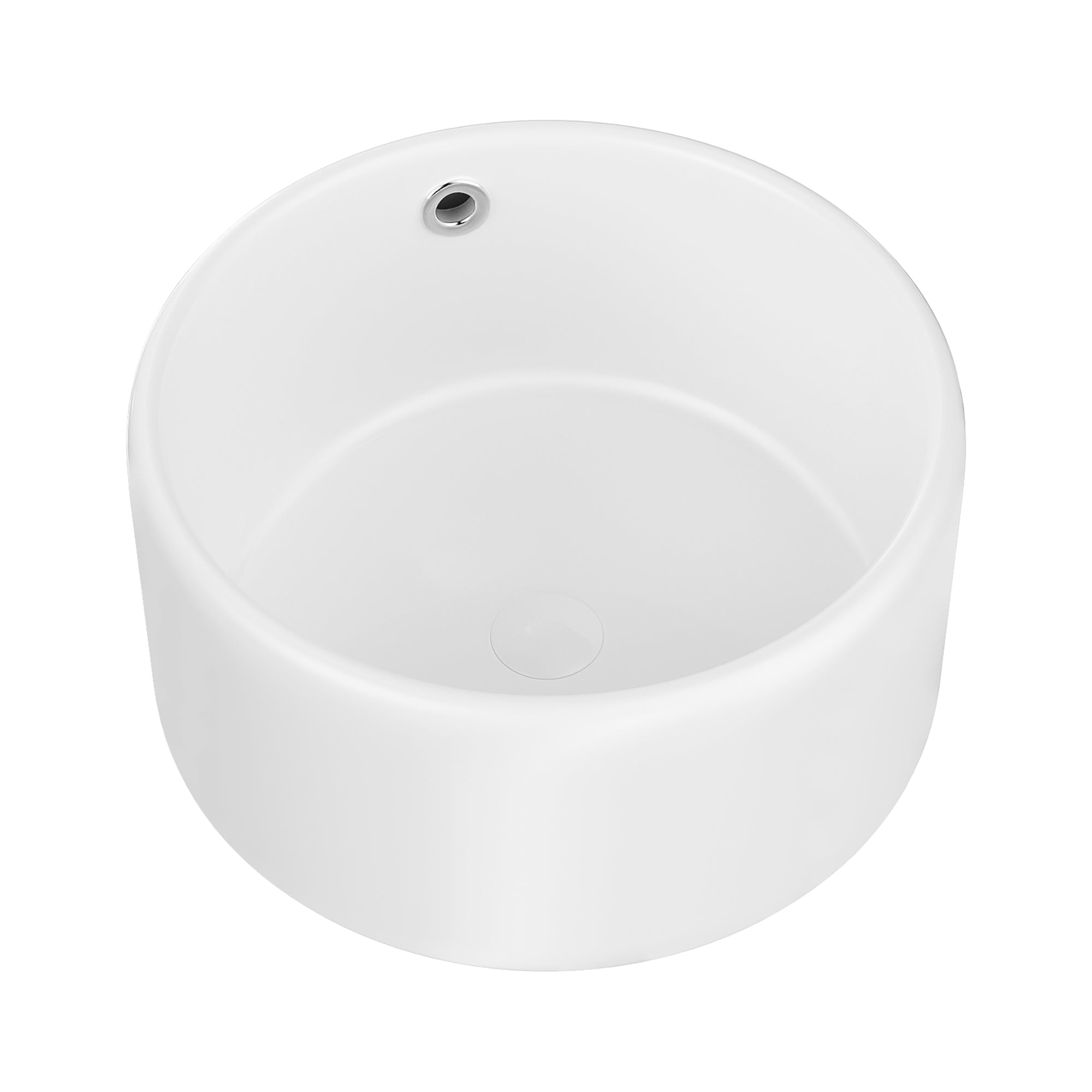 White Ceramic Circular Vessel Bathroom Sink