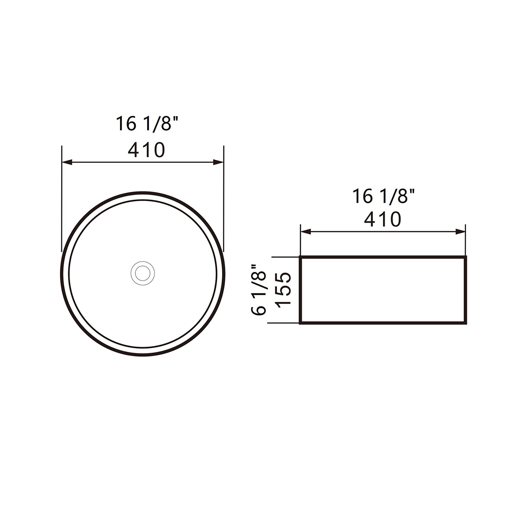 White Ceramic Circular Vessel Bathroom Sink