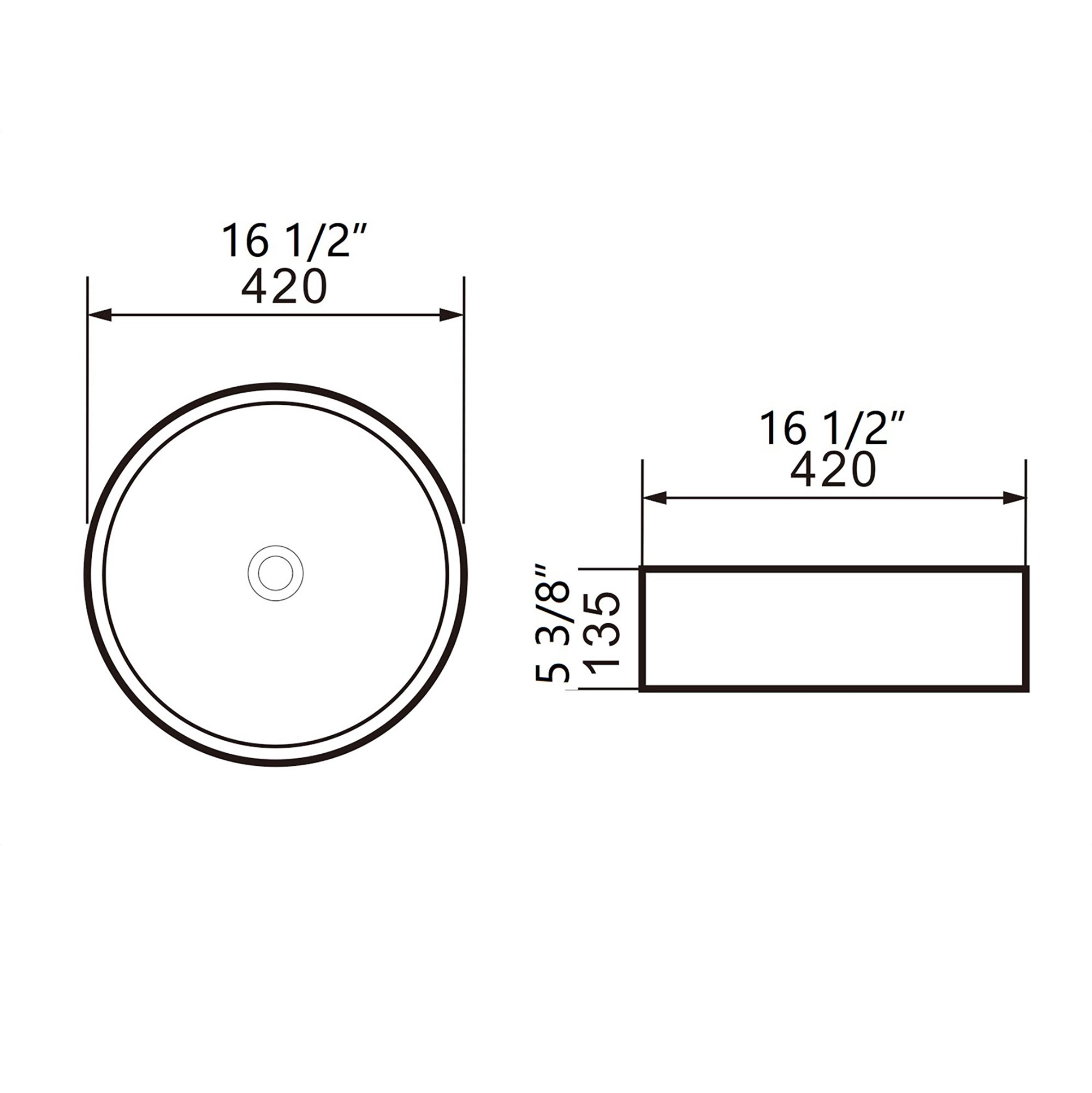 White Ceramic Circular Vessel Bathroom Sink