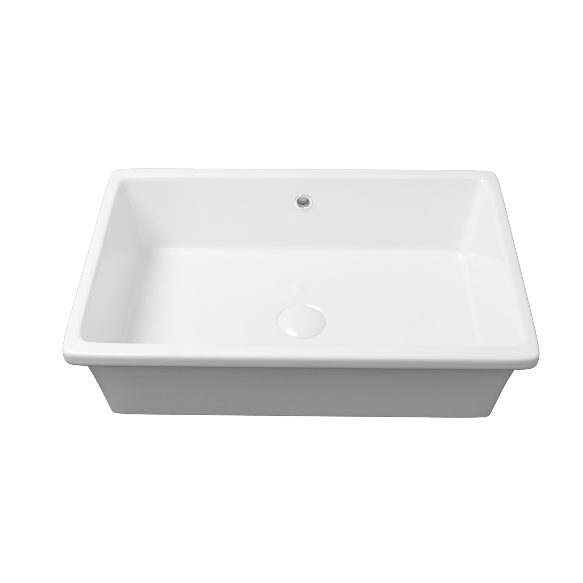 White Ceramic Rectangular Drop-in Bathroom Sink