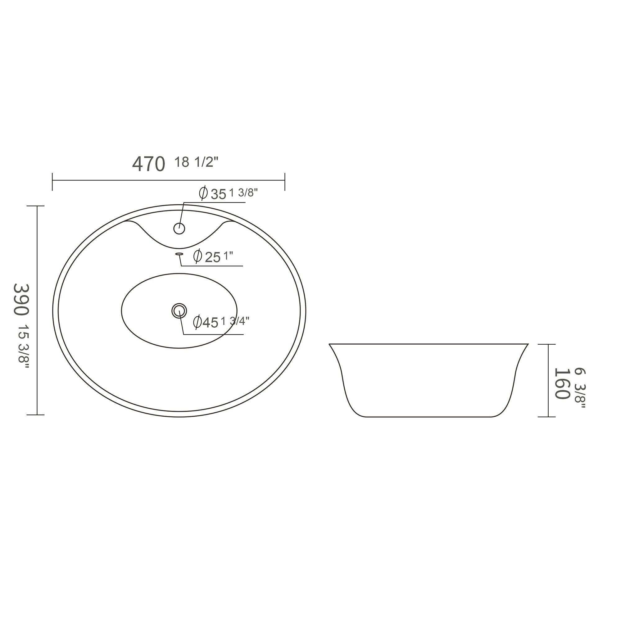 White Ceramic Oval Vessel Bathroom Sink