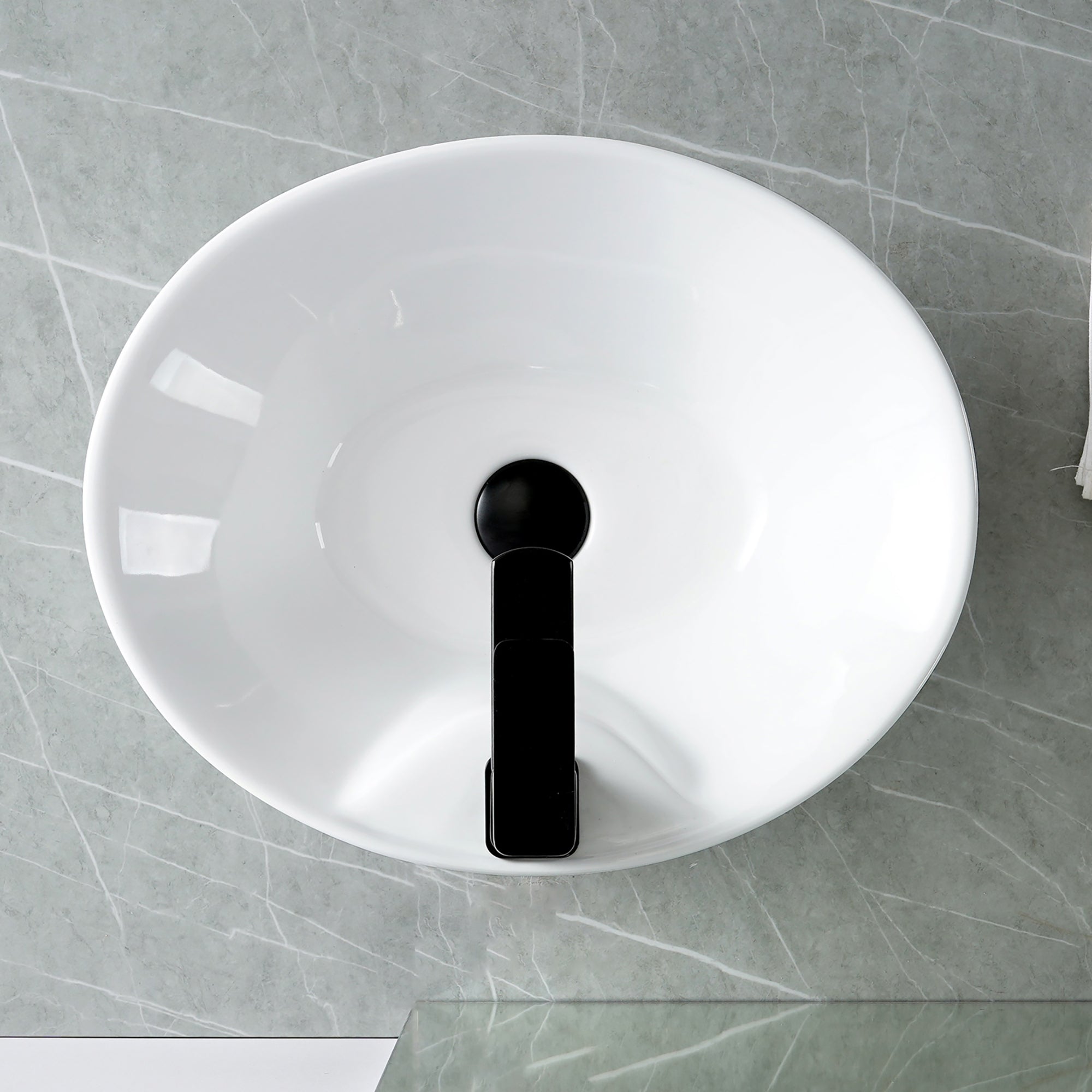 White Ceramic Oval Vessel Bathroom Sink