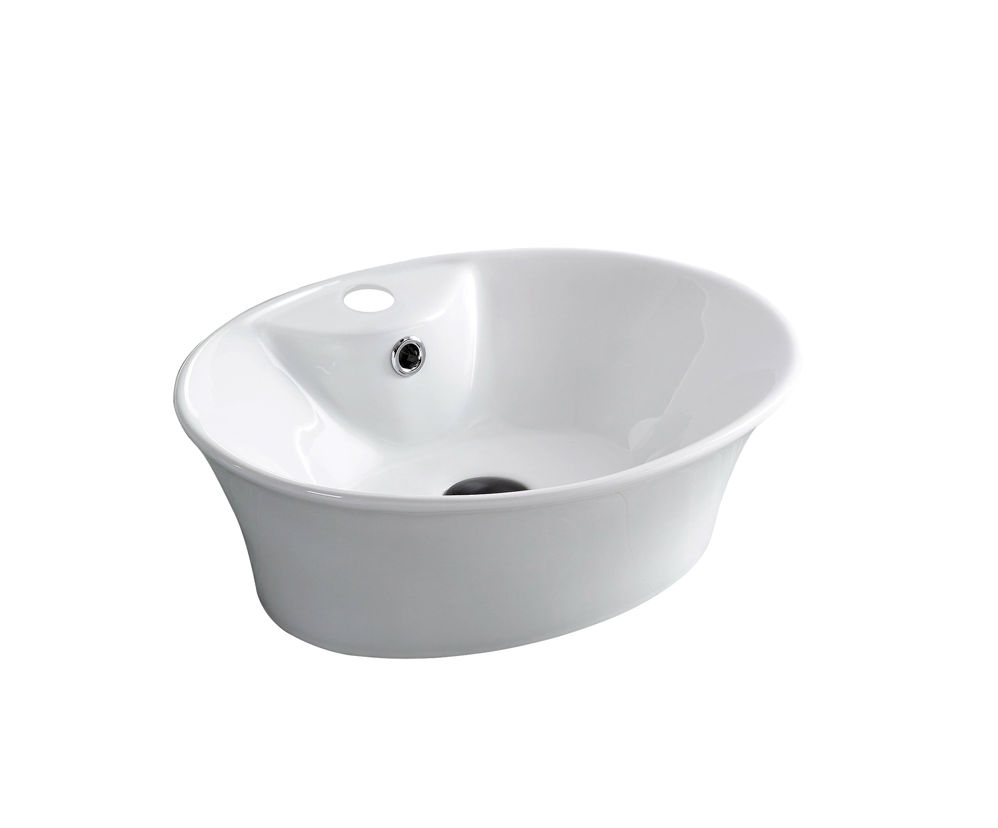 White Ceramic Oval Vessel Bathroom Sink