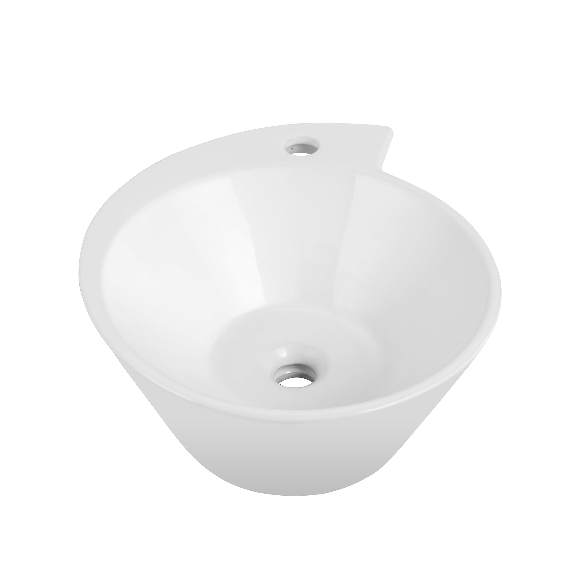 White Ceramic Circular Vessel Bathroom Sink