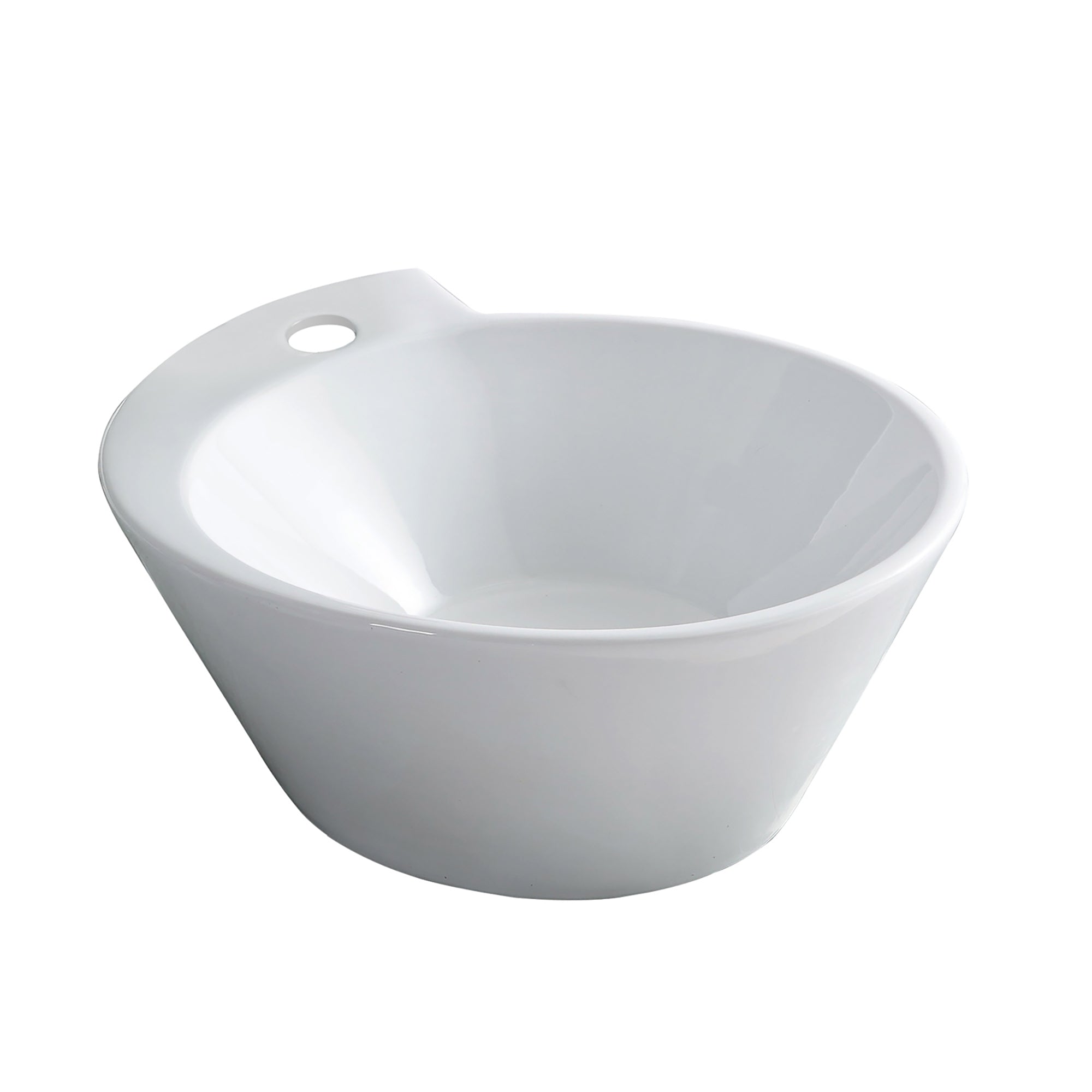 White Ceramic Circular Vessel Bathroom Sink