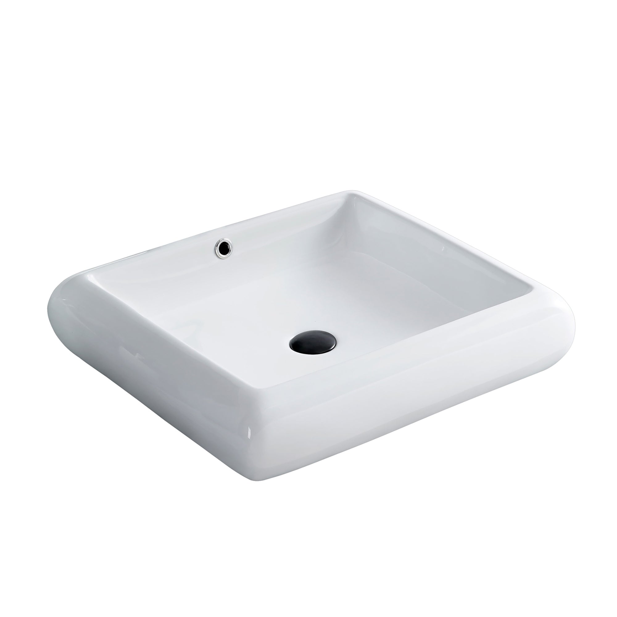 White Ceramic Rectangular Vessel Bathroom Sink