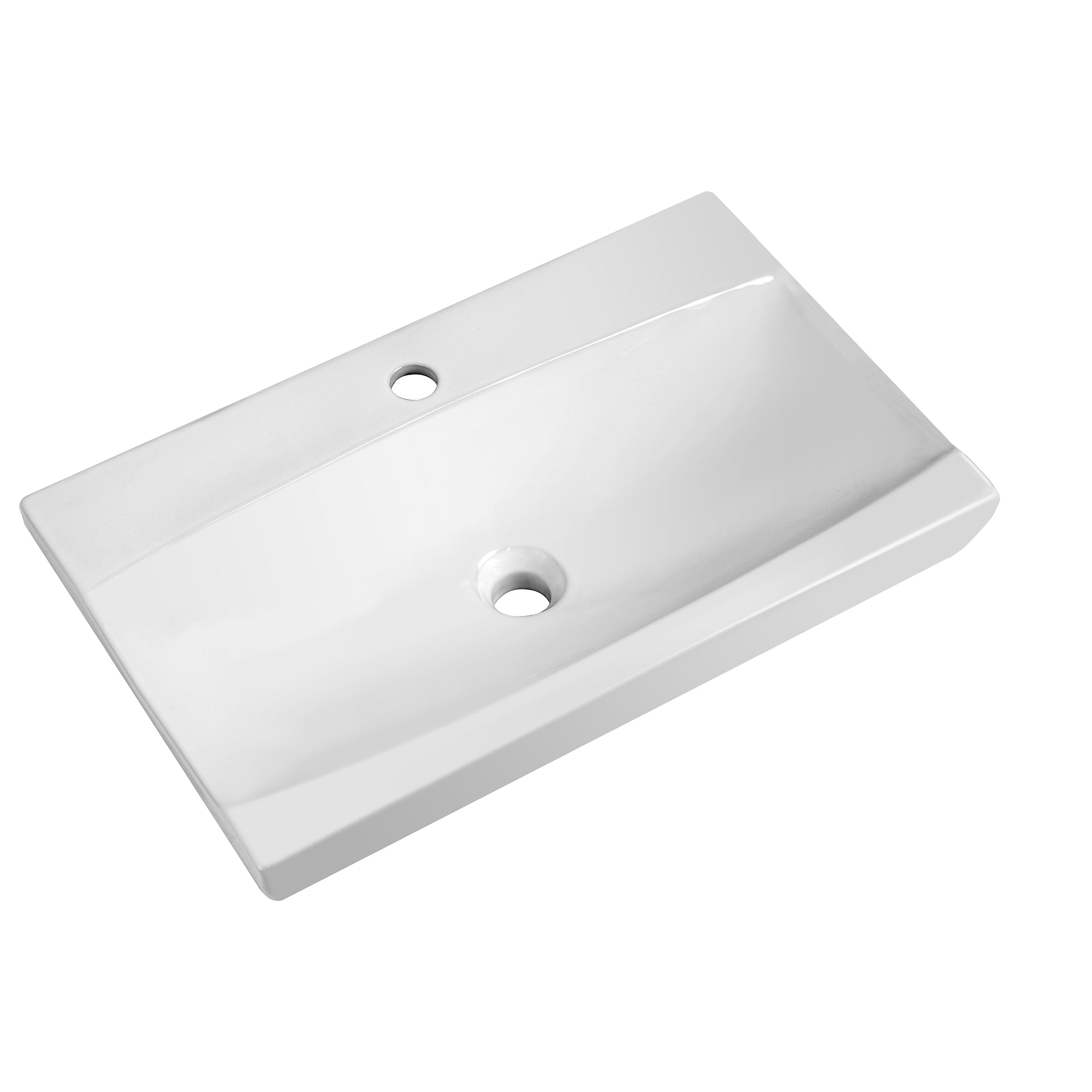 White Ceramic Rectangular Vessel Bathroom Sink