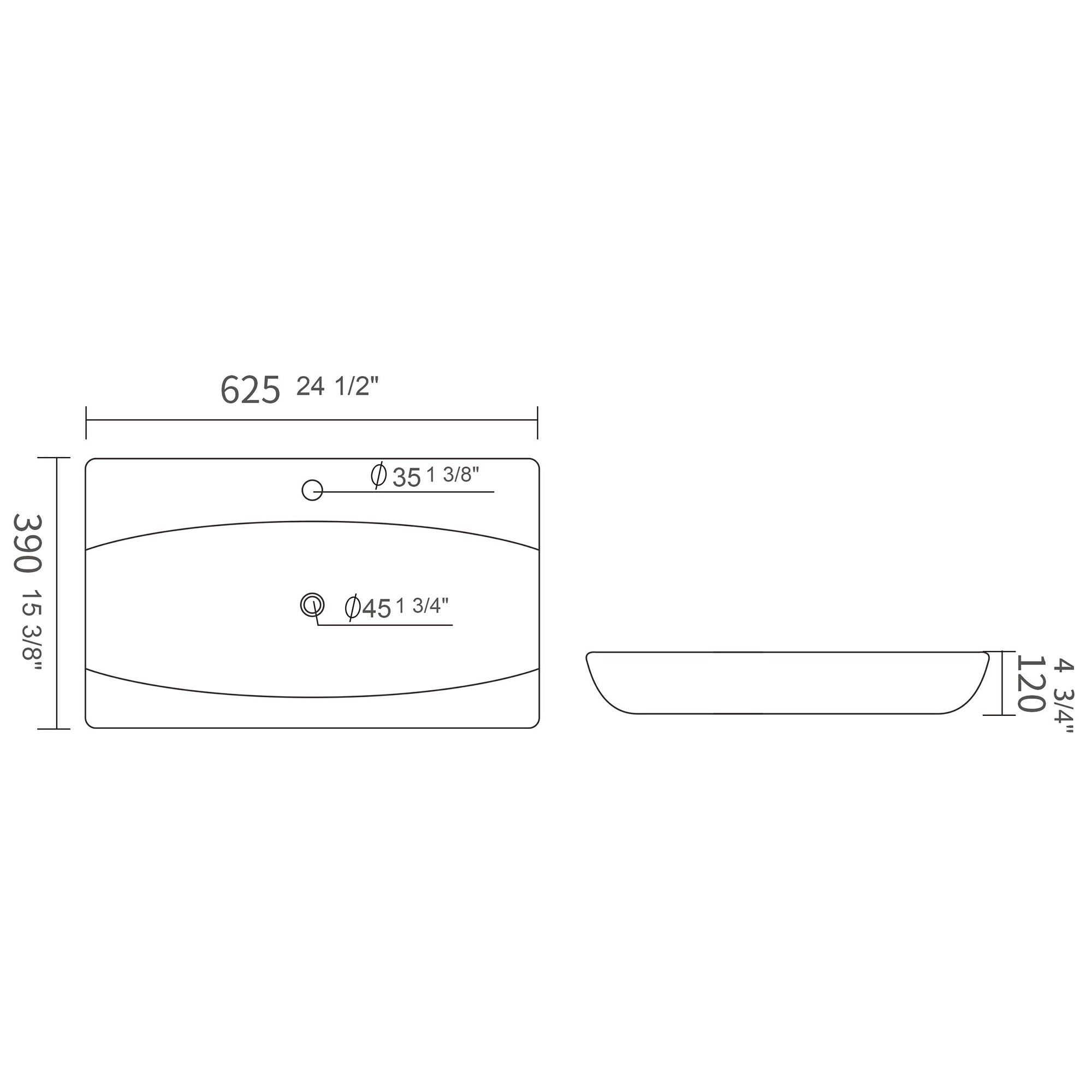 White Ceramic Rectangular Vessel Bathroom Sink