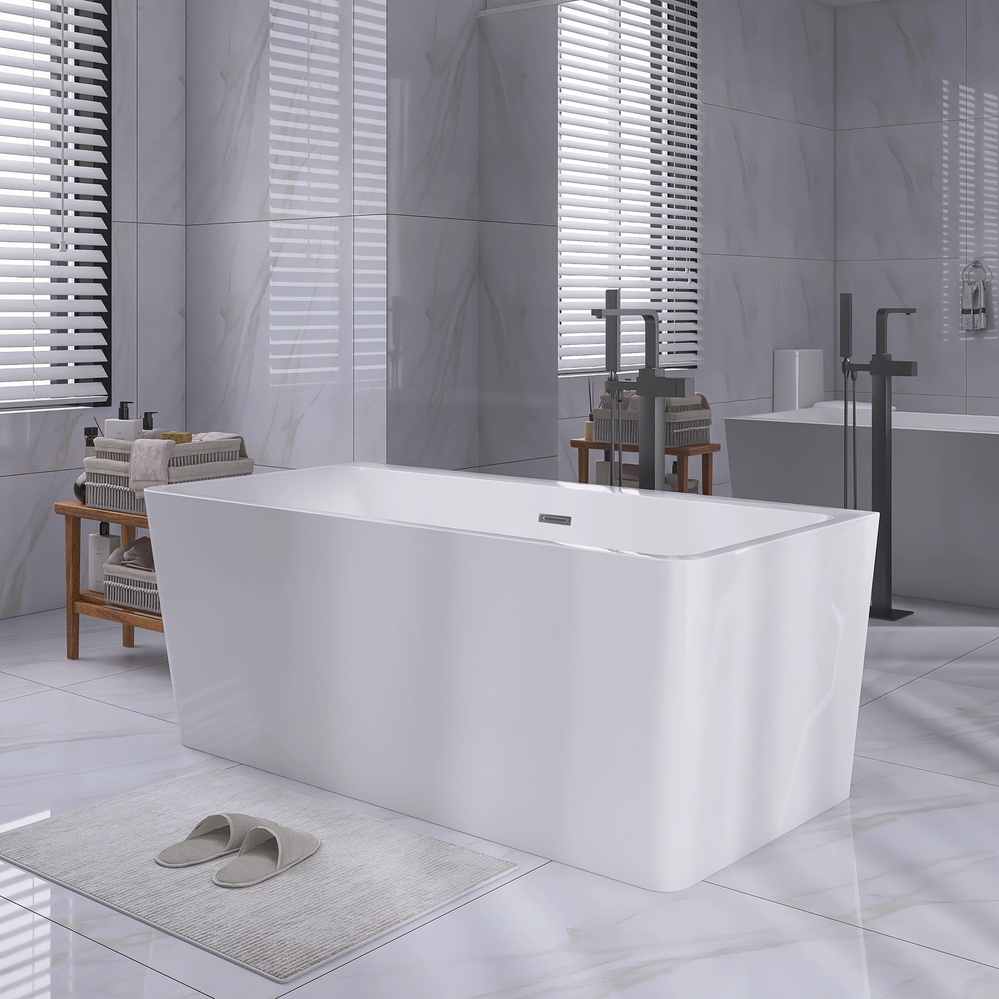 55" x 28" Freestanding Soaking Acrylic Bathtub