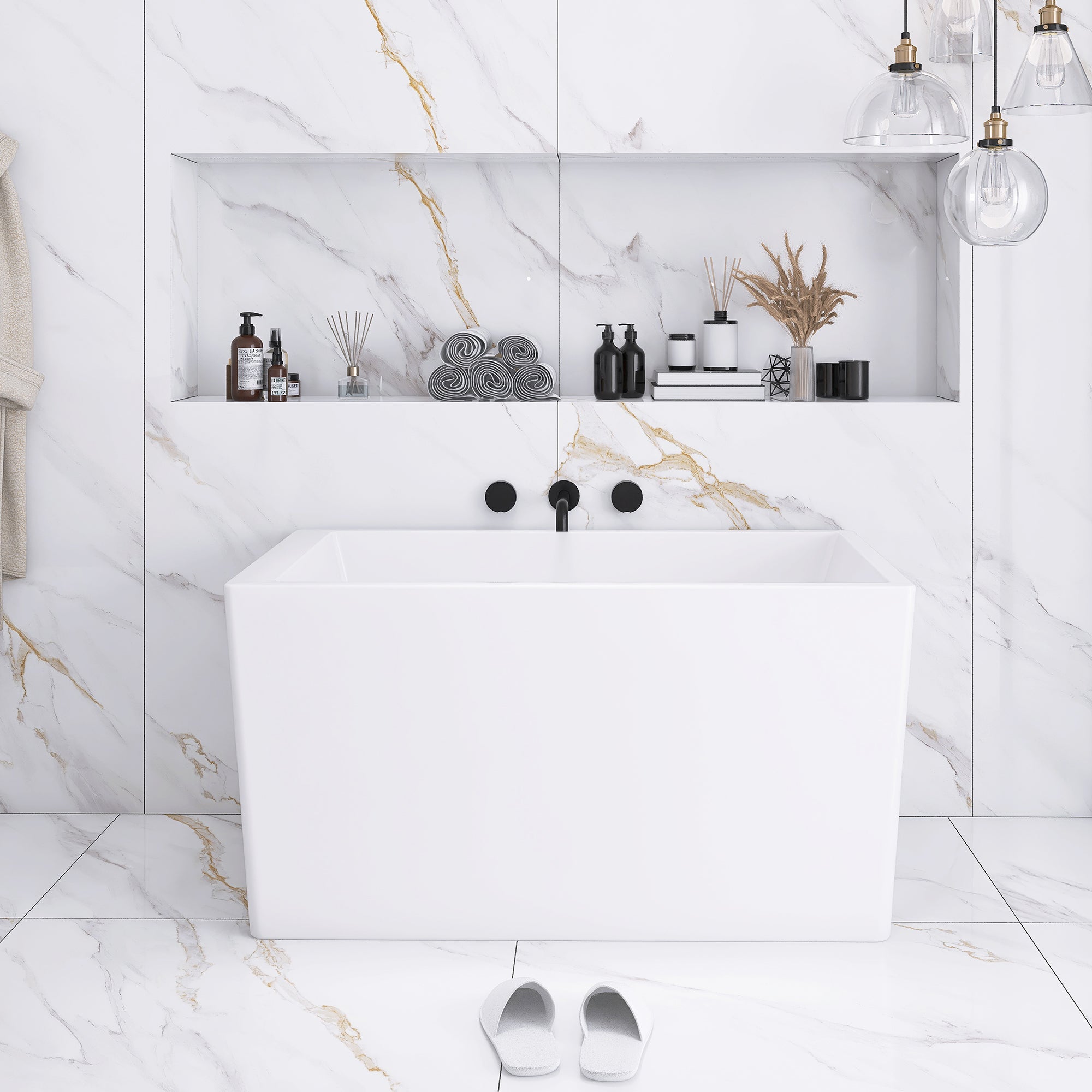47" x 28" Freestanding Soaking Acrylic Bathtub