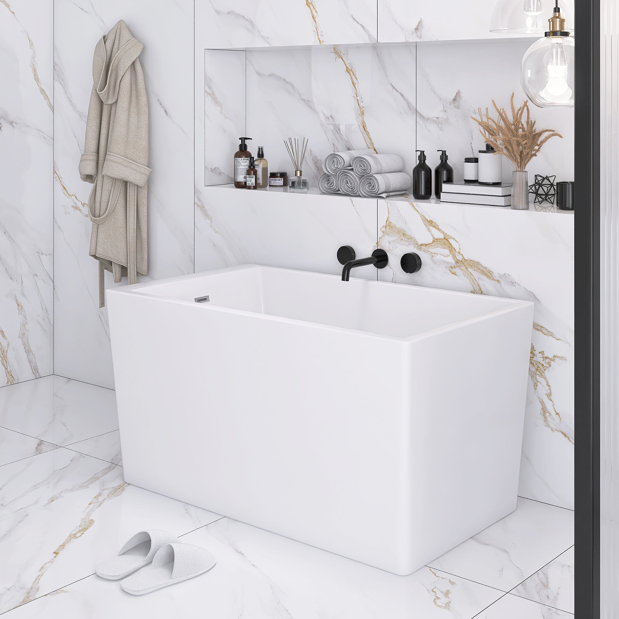 47" x 28" Freestanding Soaking Acrylic Bathtub