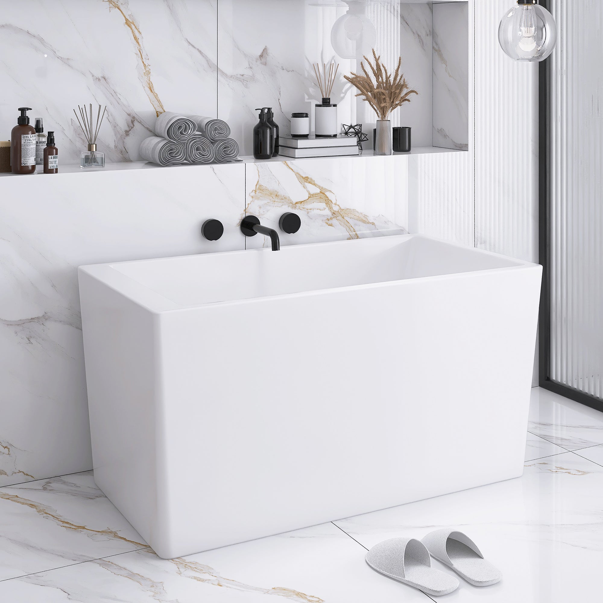 47" x 28" Freestanding Soaking Acrylic Bathtub
