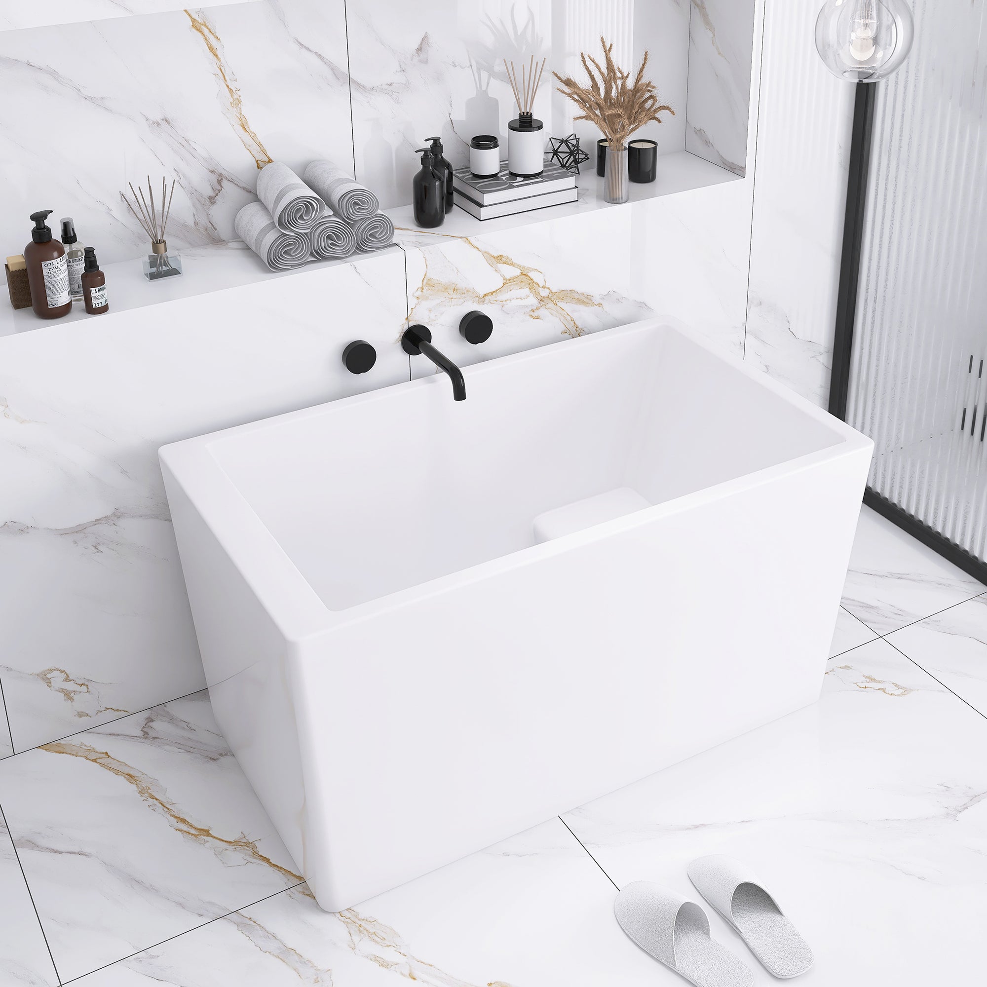 47" x 28" Freestanding Soaking Acrylic Bathtub