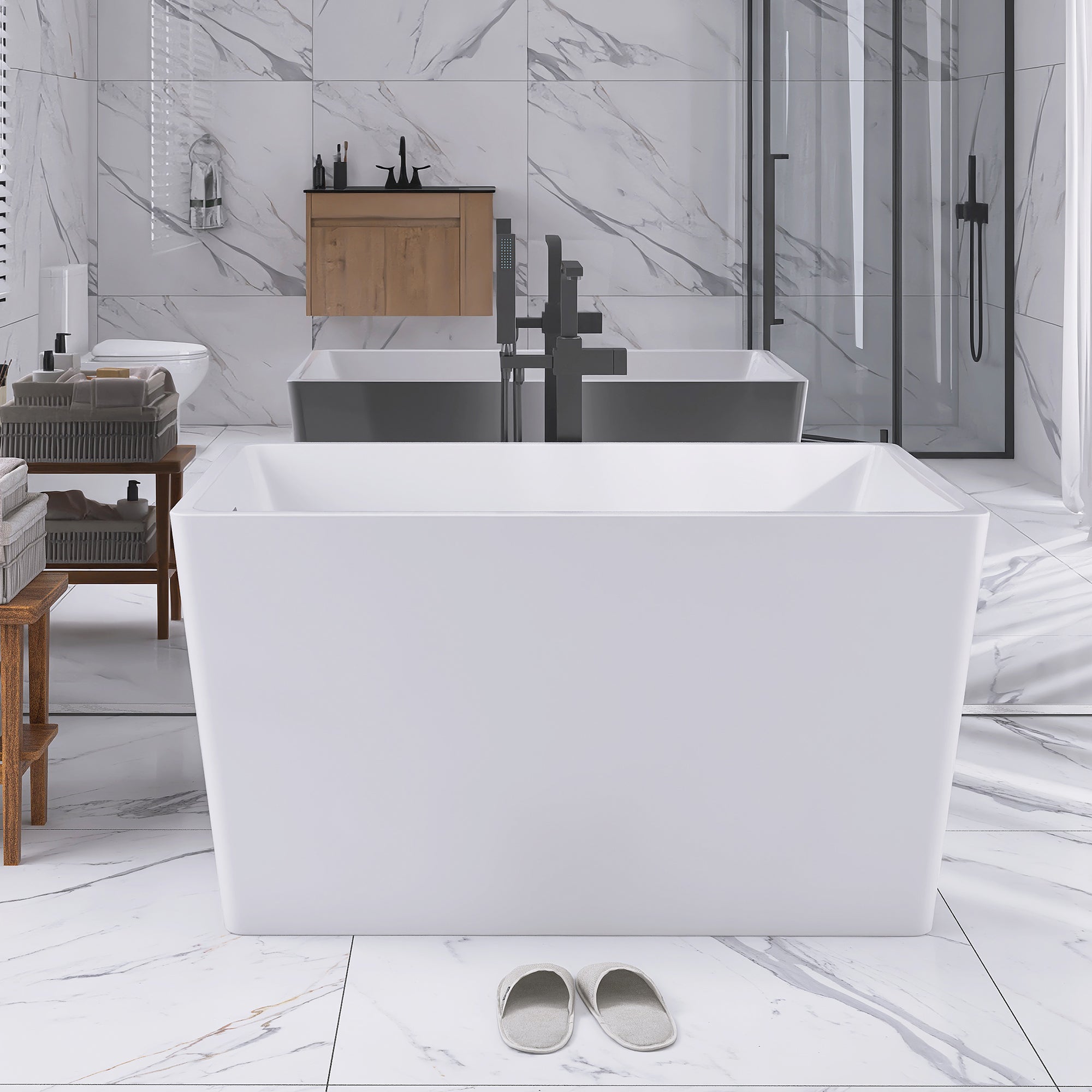 47" x 28" Freestanding Soaking Acrylic Bathtub