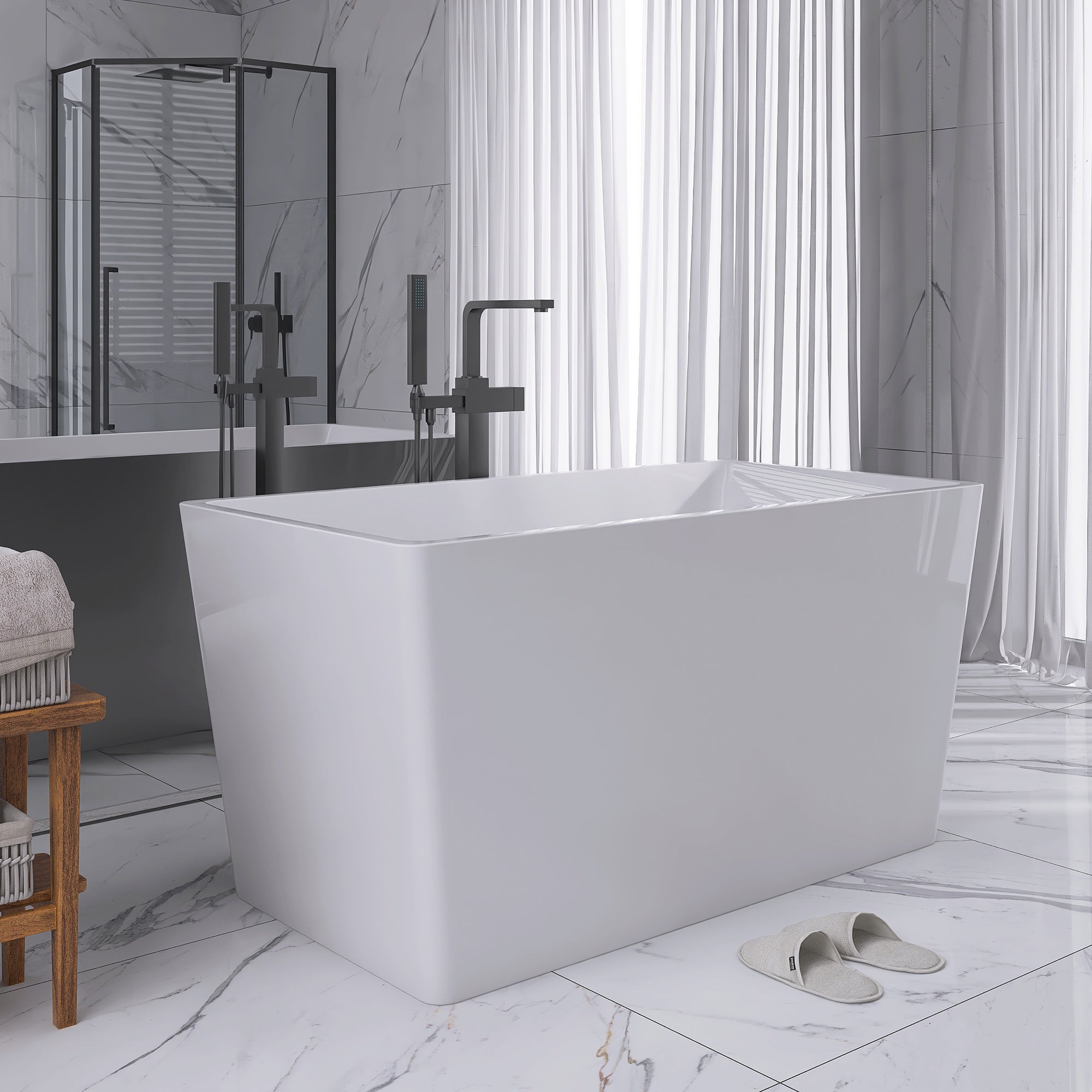 47" x 28" Freestanding Soaking Acrylic Bathtub