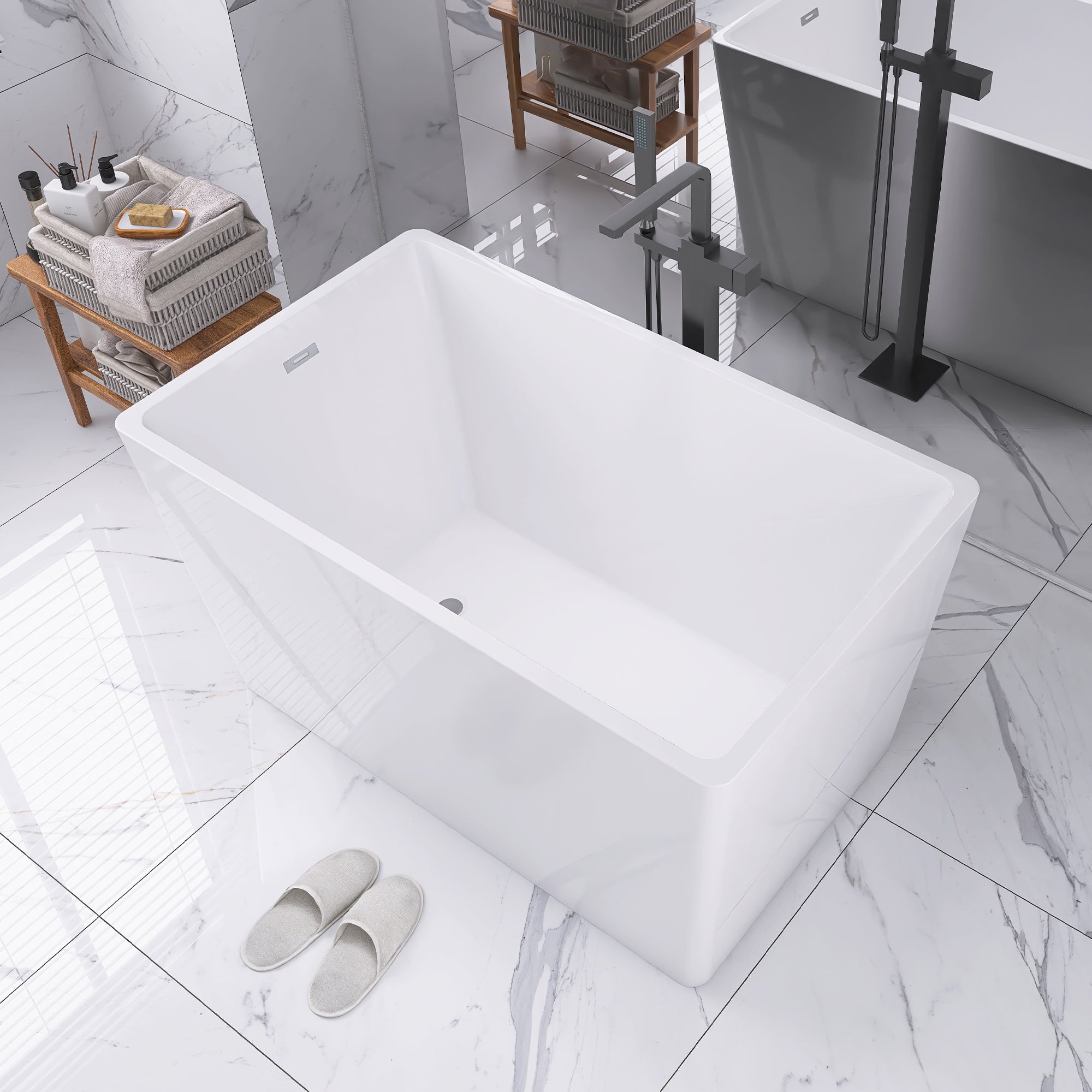 47" x 28" Freestanding Soaking Acrylic Bathtub