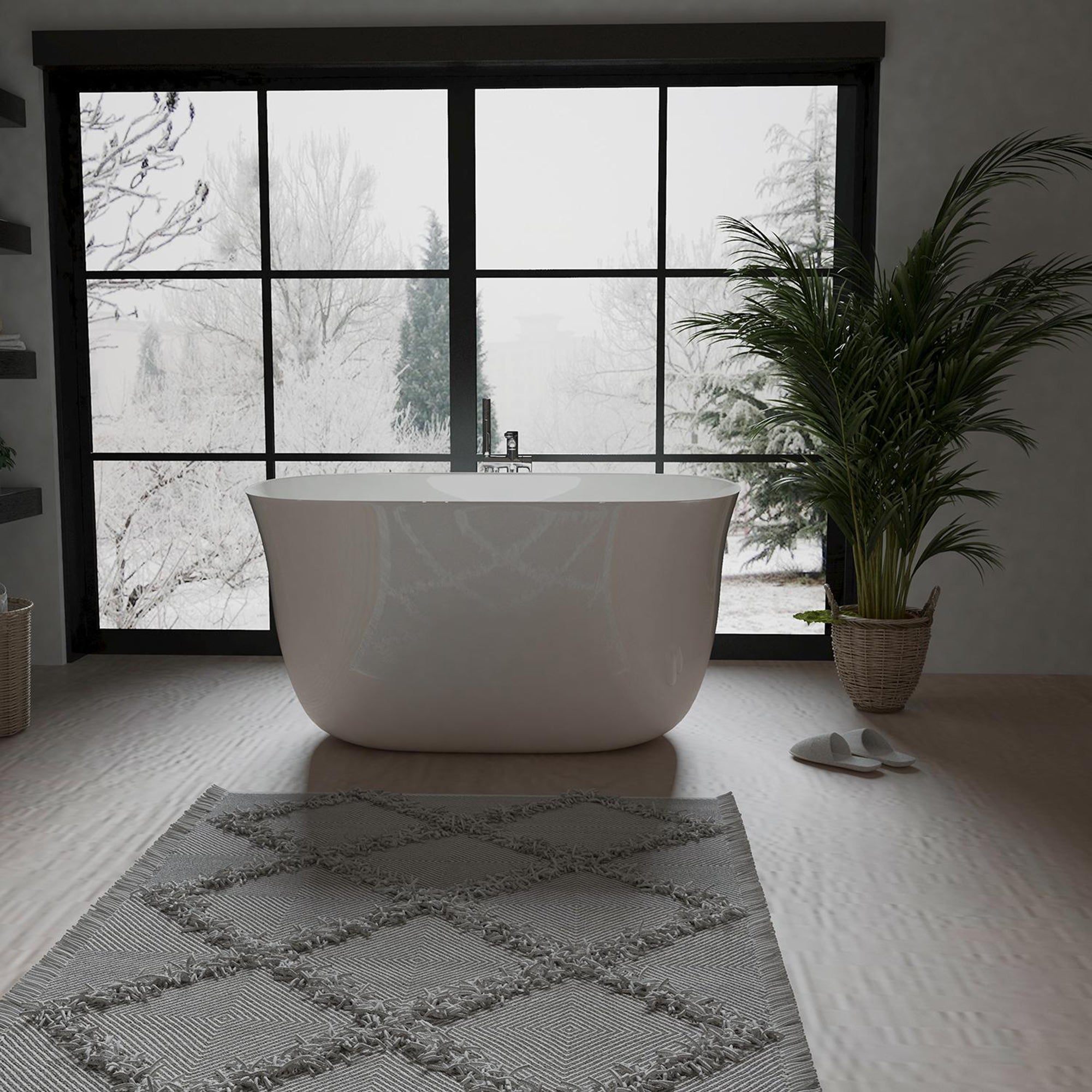 47 in. Acrylic Freestanding Non-Whirlpool Bathtub in White