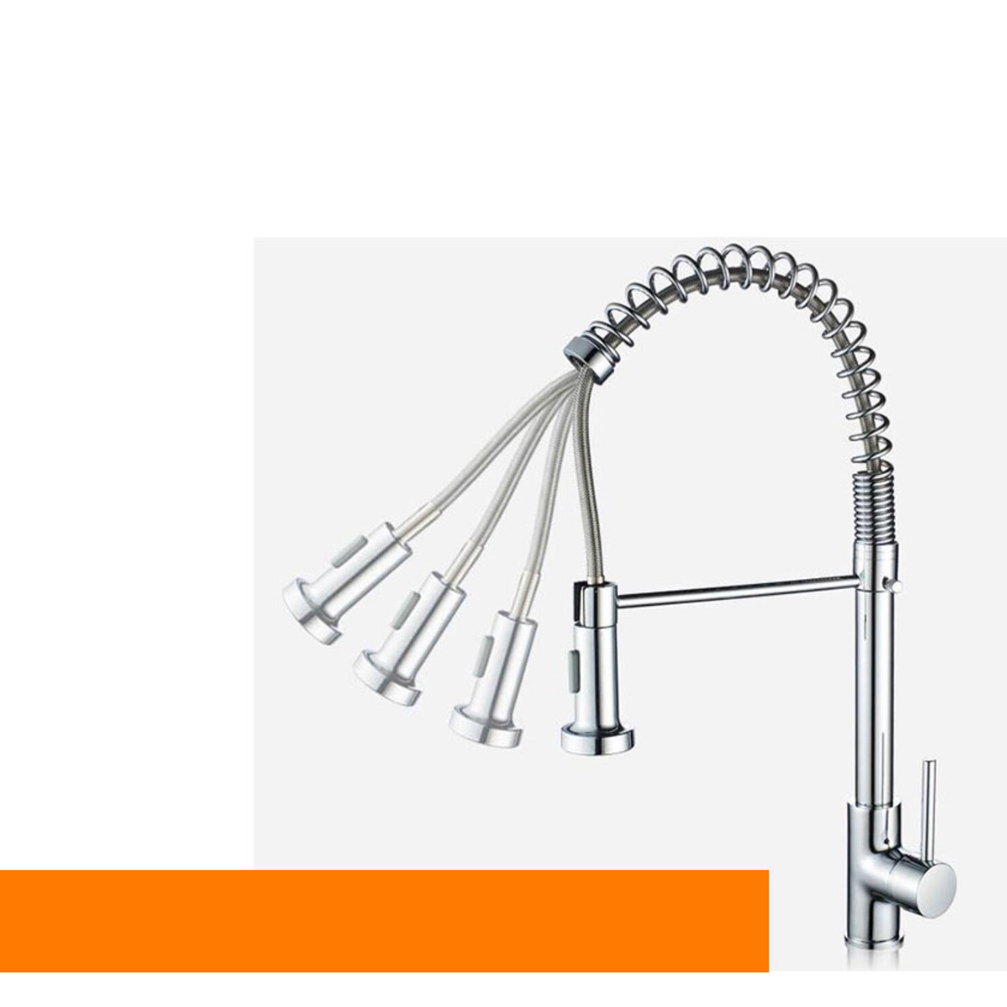 Single Handle Deck Mounted Spring Neck Pull Down Kitchen Faucet