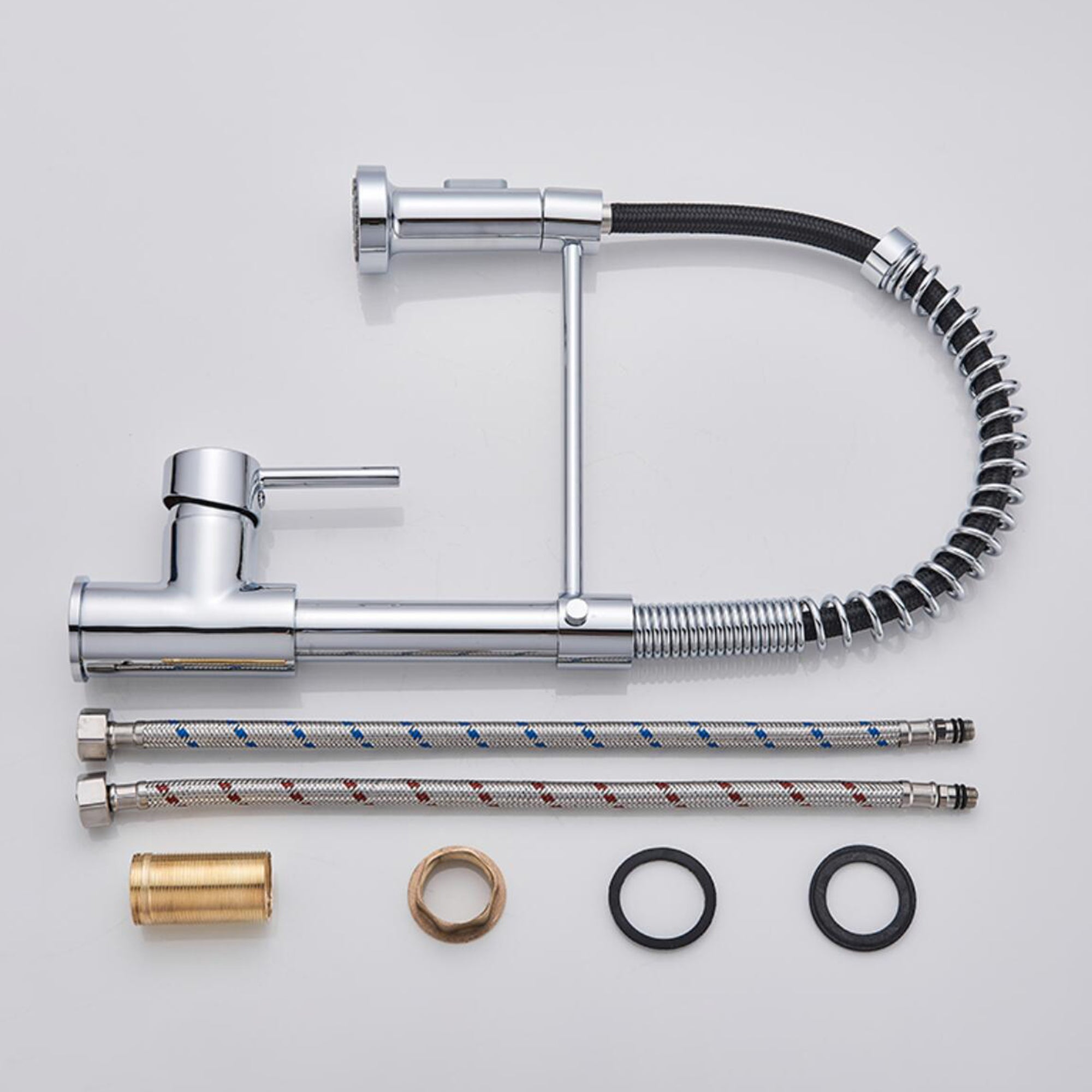 Single Handle Deck Mounted Spring Neck Pull Down Kitchen Faucet