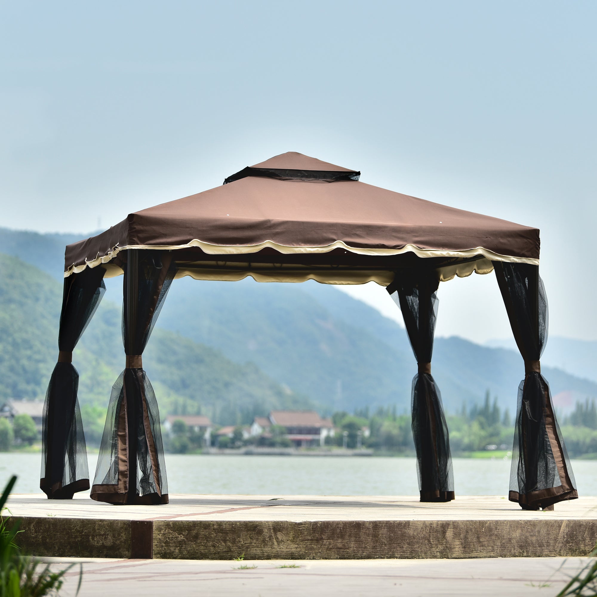 10' X 10' Iron Frame Outdoor Patio Gazebo with Vented Dome Top