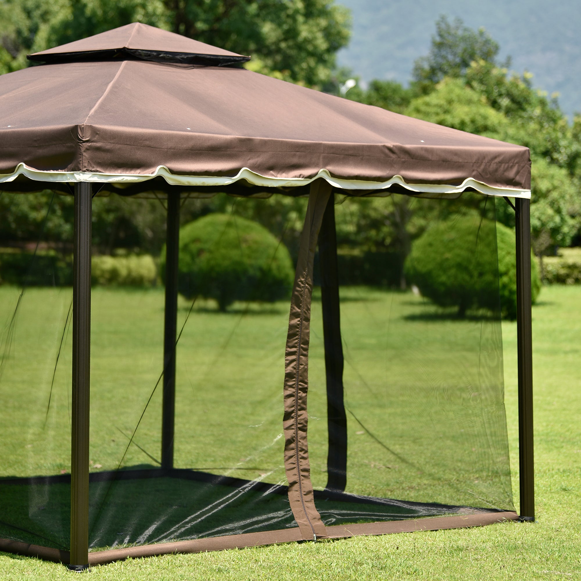 10' X 10' Iron Frame Outdoor Patio Gazebo with Vented Dome Top