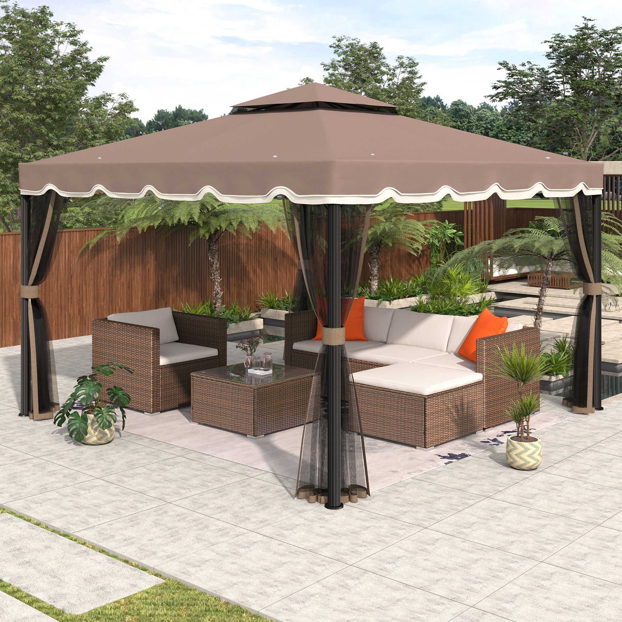 10' X 10' Iron Frame Outdoor Patio Gazebo with Vented Dome Top